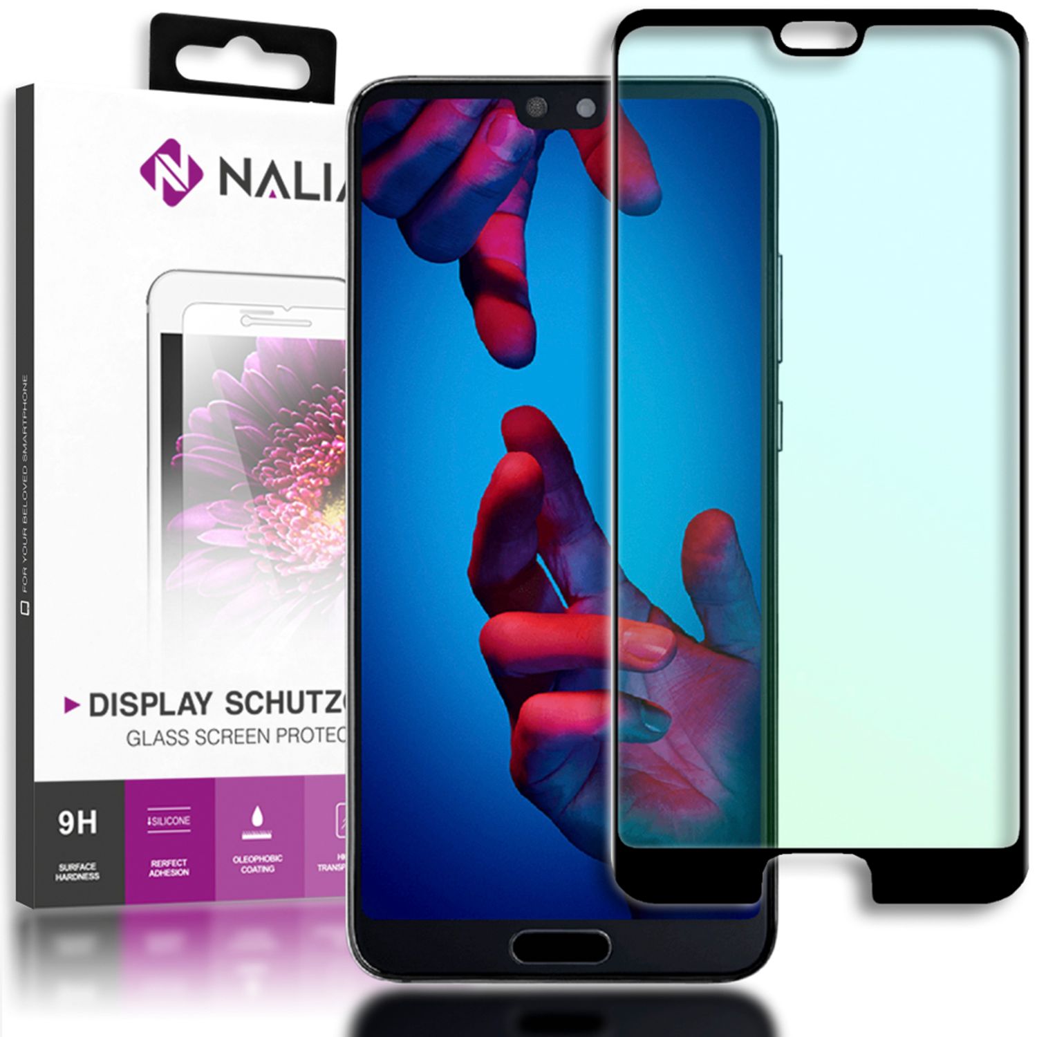 NALIA Schutzglas kompatibel mit Huawei P20 Pro, 3D Full-Cover Displayschutz Hüllen-Kompatibel, 9H gehärtete Glas-Schutzfolie Handy-Folie Schutz-Film, Clear HD Screen Protector - Transparent (schwarz)