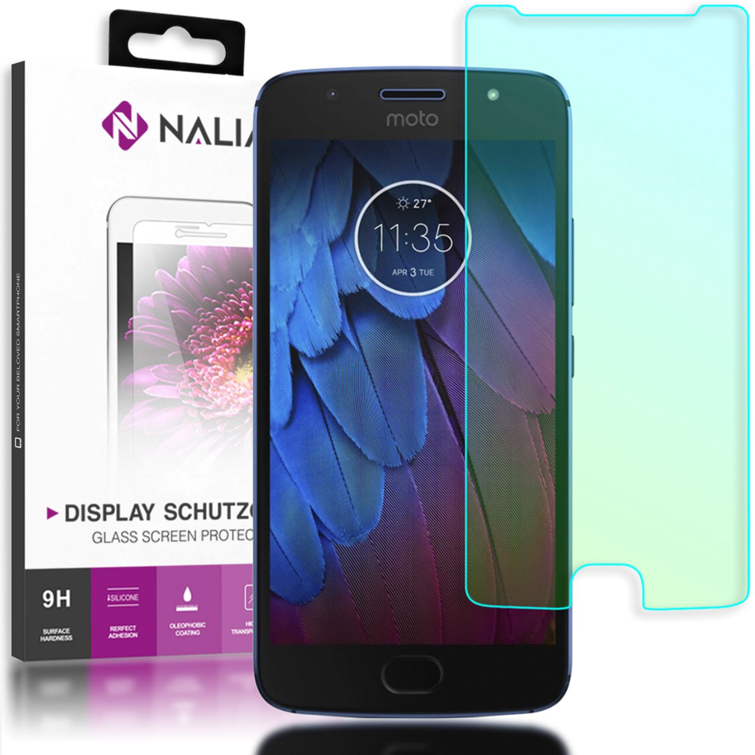 NALIA Schutzglas kompatibel mit Motorola Moto G5S, Displayschutz Hüllen-Kompatibel 9H gehärtete Glas-Schutzfolie Handy-Folie Schutz-Film, Smart-Phone HD Screen Protector Tempered Glass - Transparent