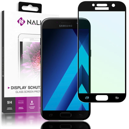 NALIA Schutzglas kompatibel mit Samsung Galaxy A5 2017, Full-Cover Displayschutz Handy-Folie, 9H Härte Glas-Schutzfolie Bildschirm-Abdeckung Schutz-Film Screen Protector Tempered Glass