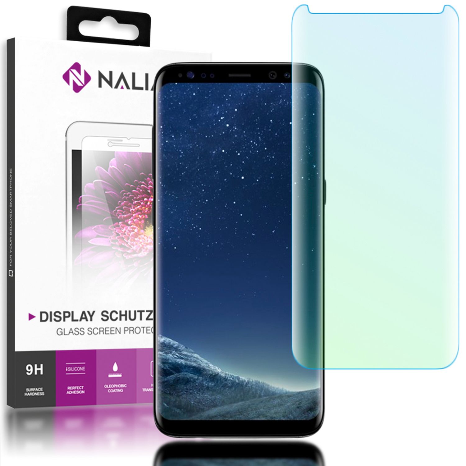 NALIA Schutzglas kompatibel mit Samsung Galaxy S8 Plus, 3D Full-Cover Displayschutz Hüllen-Kompatibel, 9H Glas-Schutzfolie Handy-Folie Schutz-Film HD Screen Protector Tempered Glass - Transparent