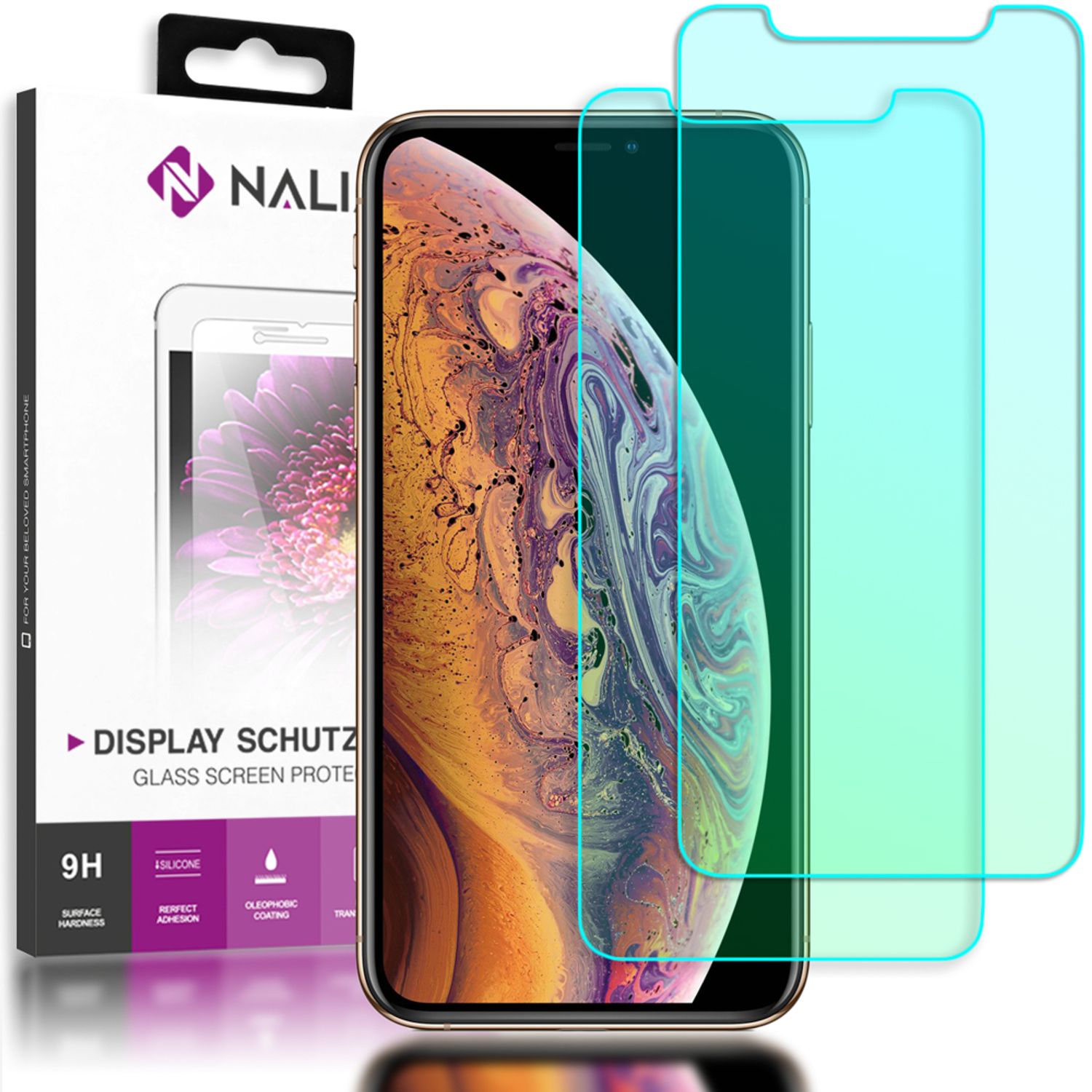 NALIA (2-Pack) Schutzglas kompatibel mit iPhone 11 Pro / iPhone X XS, 9H Full-Cover Display Schutz Glas-Folie, Dünne Bildschirm-Abdeckung Schutz-Film HD Screen Protector - Kristall-Klar Transparent