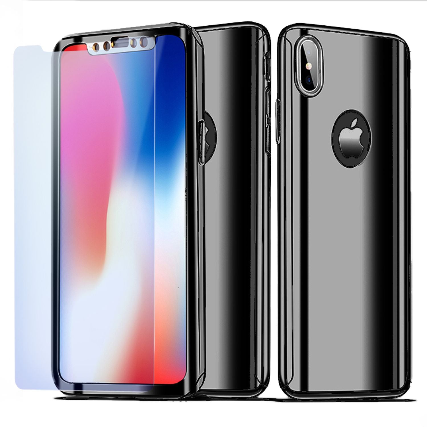 NALIA 360 Grad Handyhülle kompatibel mit Apple iPhone XS Max, Full-Cover & Schutzglas vorne hinten Hülle Doppel-Schutz Dünn Ganzkörper Case Etui Handy-Tasche Bumper & Displayschutz