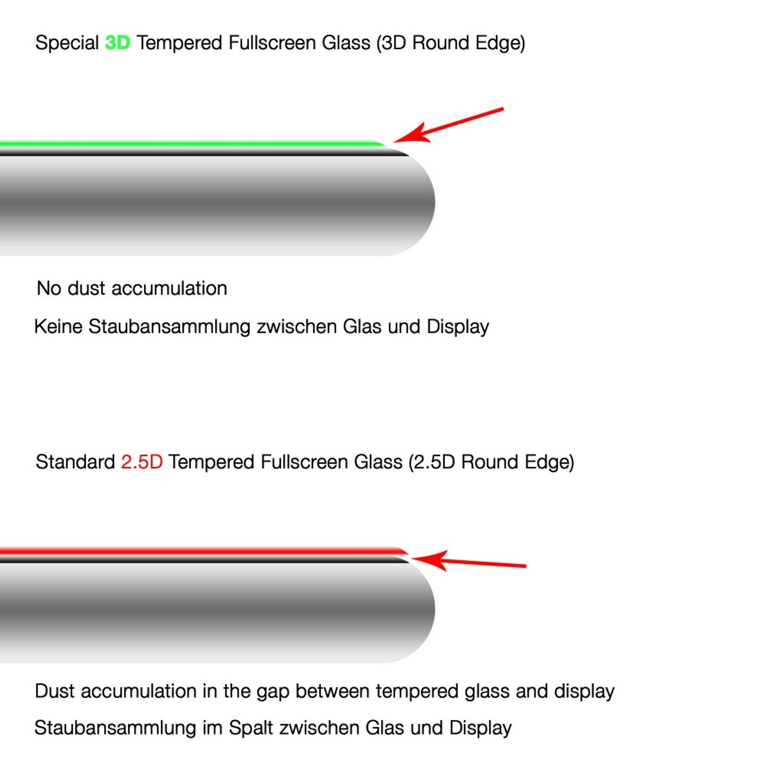 NALIA Schutzglas kompatibel mit iPhone 6 Plus / 6S Plus, Full-Cover Displayschutz Handy-Folie, 9H Härte Glas-Schutzfolie Bildschirm-Abdeckung, Schutz-Film Screen Protector Glass - Transparent (weiß)