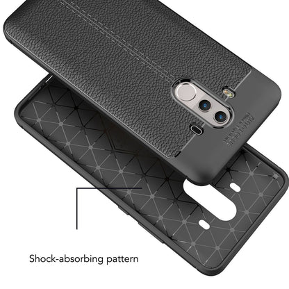 NALIA Leder-Look Hülle kompatibel mit Huawei Mate 10 Pro, Ultra-Slim Silikon Handyhülle Case Cover, Dünne Smartphone Schutzhülle, Etui Handy-Tasche Backcover Bumper, TPU Gummihülle - Schwarz