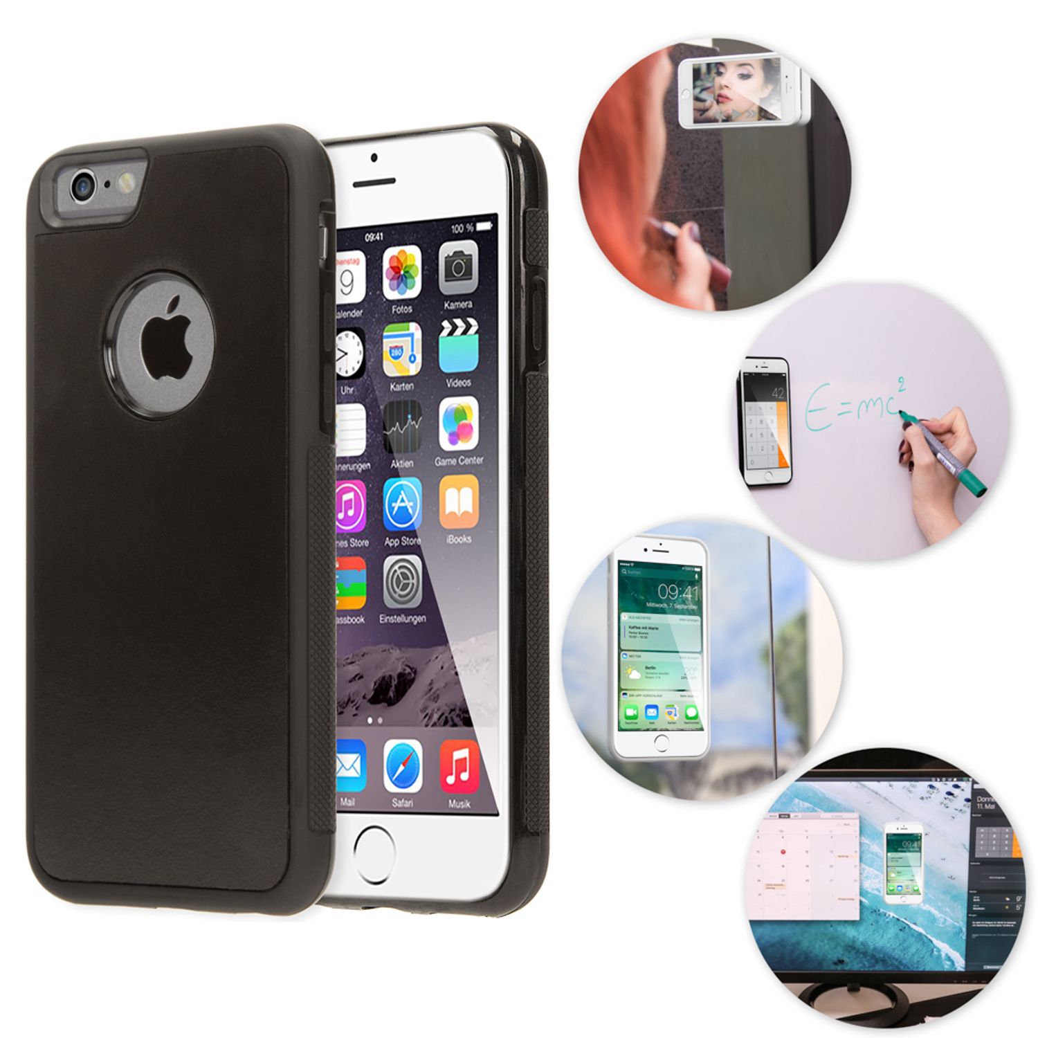 NALIA Handyhülle kompatibel mit iPhone 6 6S, Anti-Gravity Case, Dünne Zero-Gravity selbstklebende Silikon Selfie Schutz-Hülle, Ultra Slim Back-Cover Bumper Smart-Phone Etui