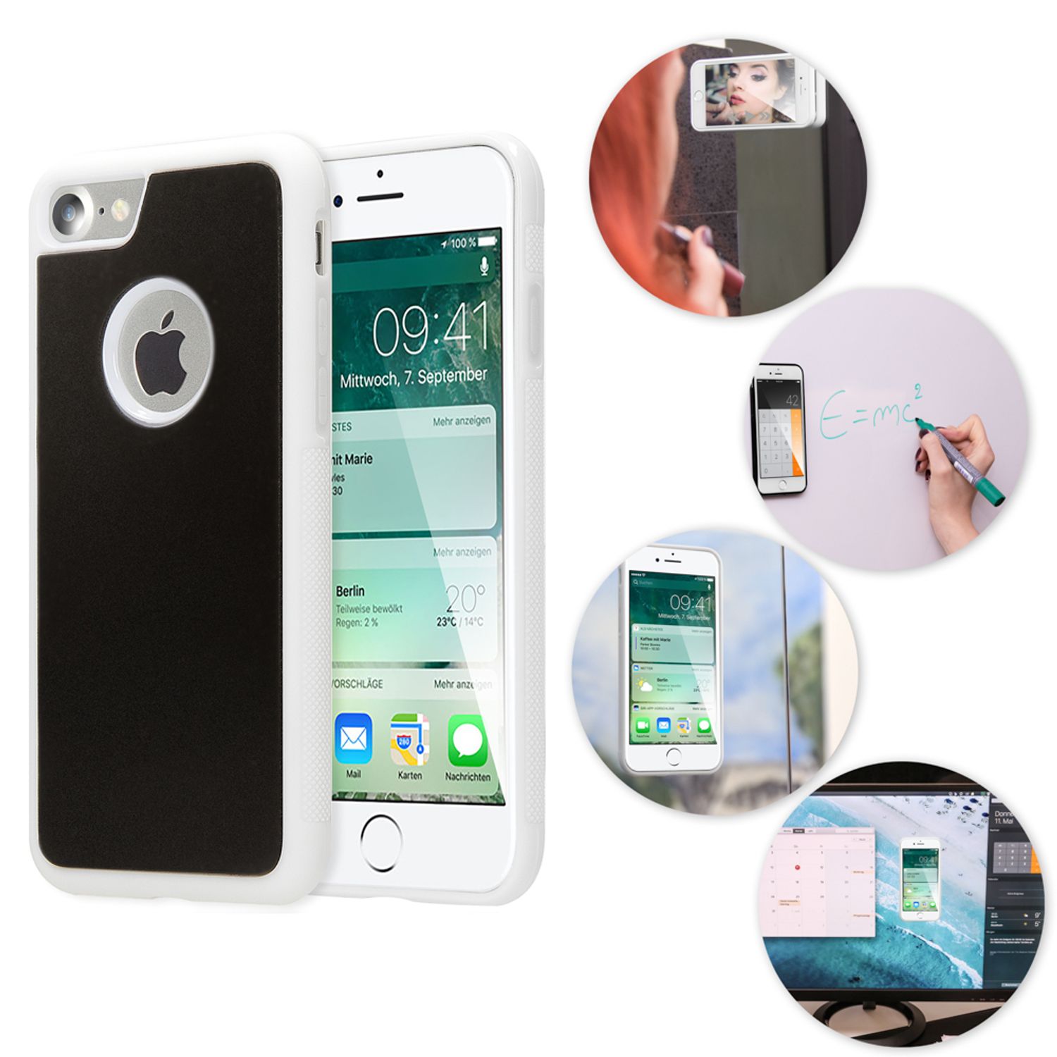 NALIA Handyhülle kompatibel mit iPhone 7, Anti-Gravity Case, Dünne Handyhülle Zero-Gravity selbstklebende Silikon Selfie Schutz-Hülle, Ultra Slim Back-Cover Bumper Smart-Phone Etui