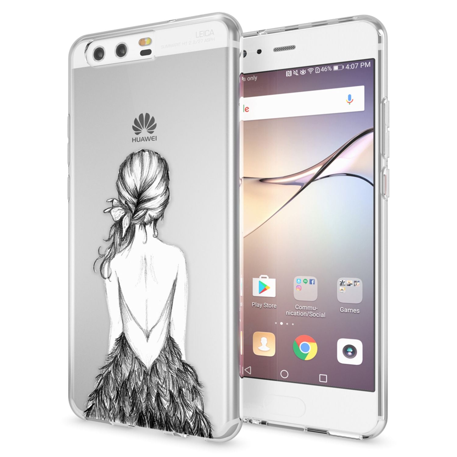 NALIA Handyhülle kompatibel mit Huawei P10, Motiv Design Slim Silikon Case Cover, Crystal Schutzhülle Handy-Tasche Dünn, Muster Etui Backcover Hülle Smart-Phone Bumper