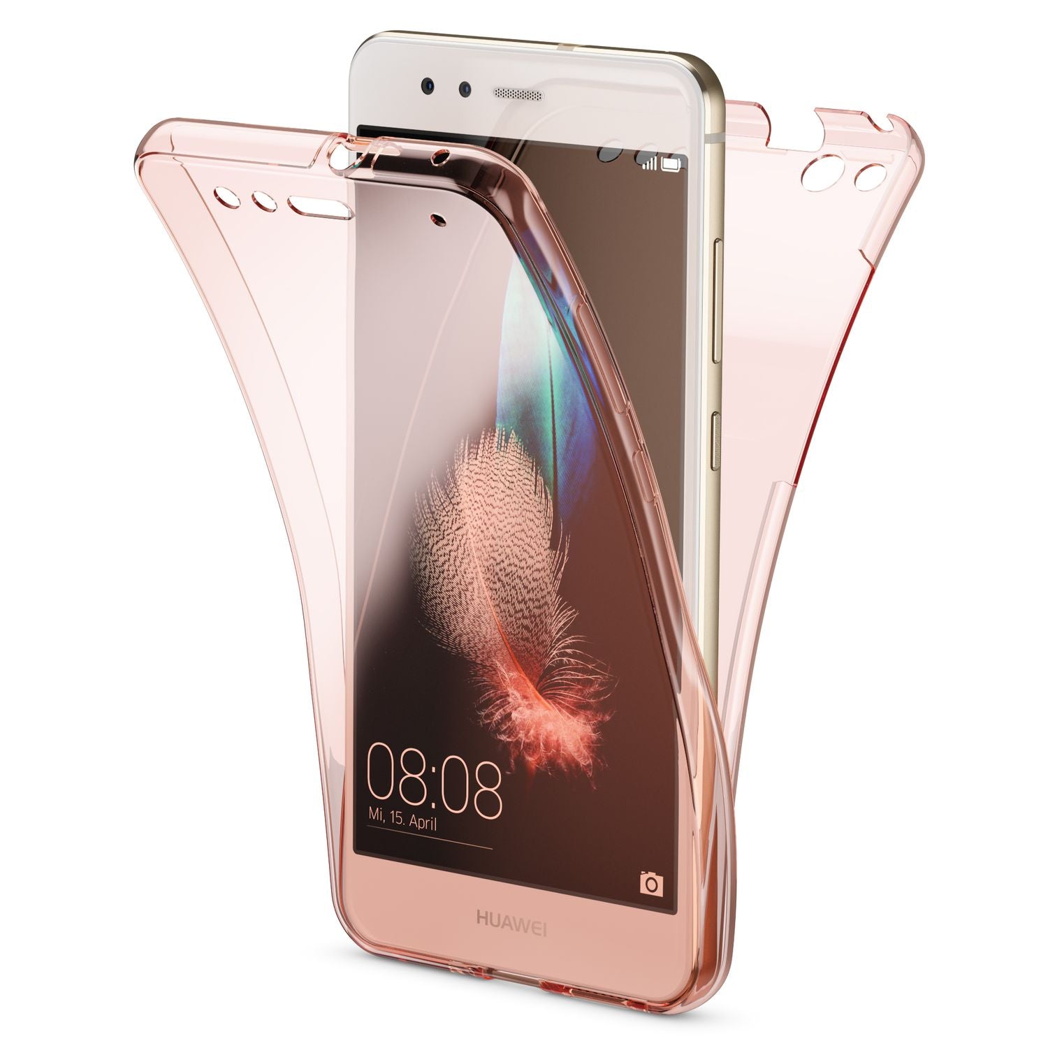 NALIA 360 Grad Hülle kompatibel mit Huawei P10 Lite, Full Cover Vorne Hinten Rundum Schutzhülle, Dünnes Ganzkörper Silikon Case Transparent Handyhülle Display Rückseite Etui