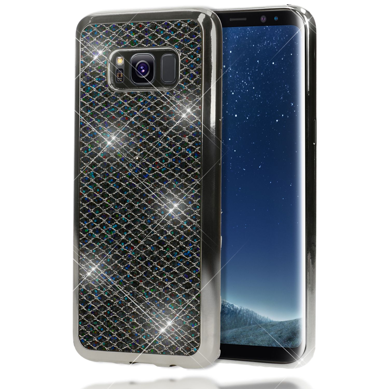 NALIA Handyhülle kompatibel mit Samsung Galaxy S8 Plus, Glitzer Slim Silikon-Case Back-Cover Schutzhülle, Glitter Sparkle Handy-Tasche Bumper, Dünne Bling Strass Smart-Phone Hülle