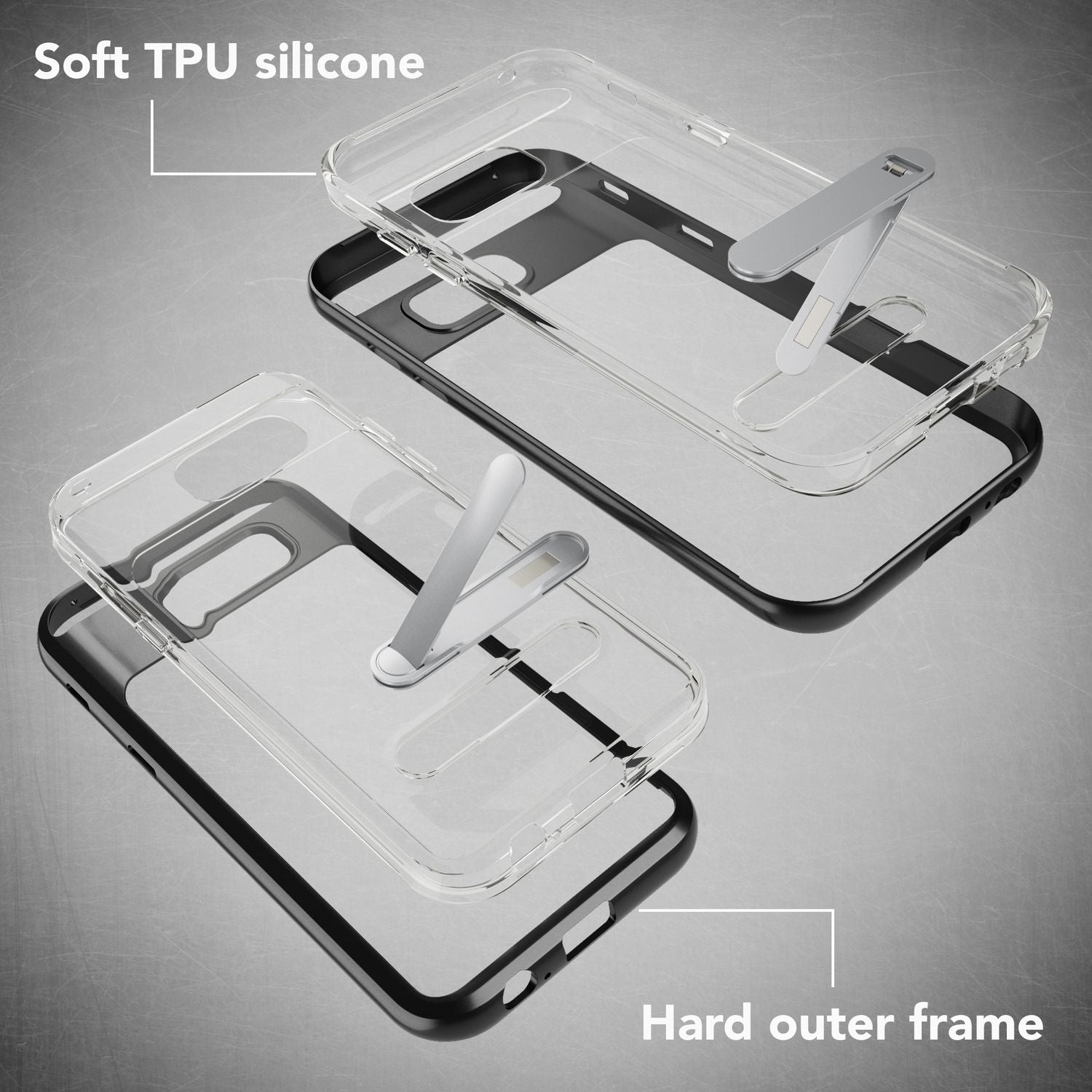 NALIA Ständer Hülle kompatibel mit Samsung Galaxy A5 2017, Silikon Handyhülle Case Transparent Dünn mit Standfunktion, Ultra-Slim Handy-Tasche Schutz-Hülle Back-Cover Etui Bumper