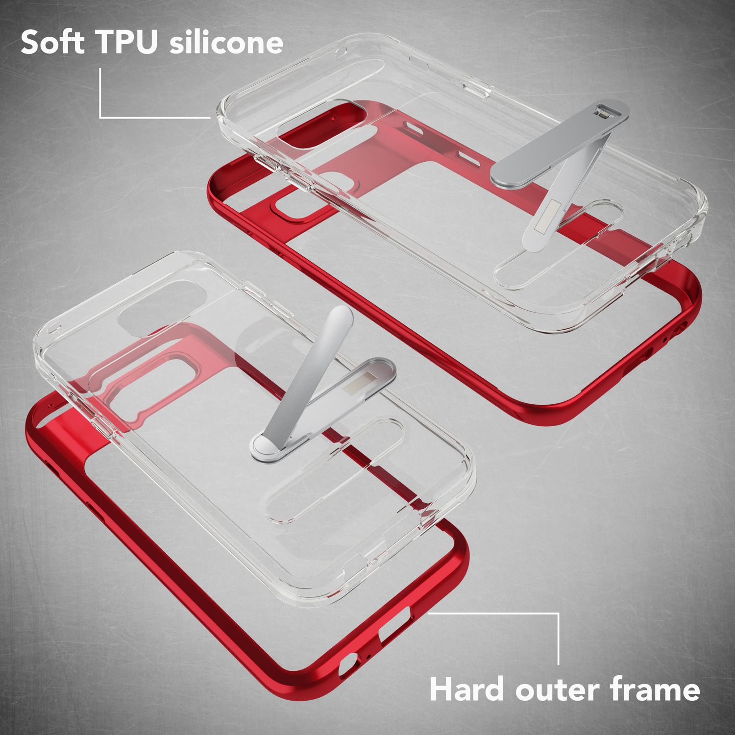 NALIA Ständer Hülle kompatibel mit Samsung Galaxy A5 2017, Silikon Handyhülle Case Transparent Dünn mit Standfunktion, Ultra-Slim Handy-Tasche Schutz-Hülle Back-Cover Etui Bumper