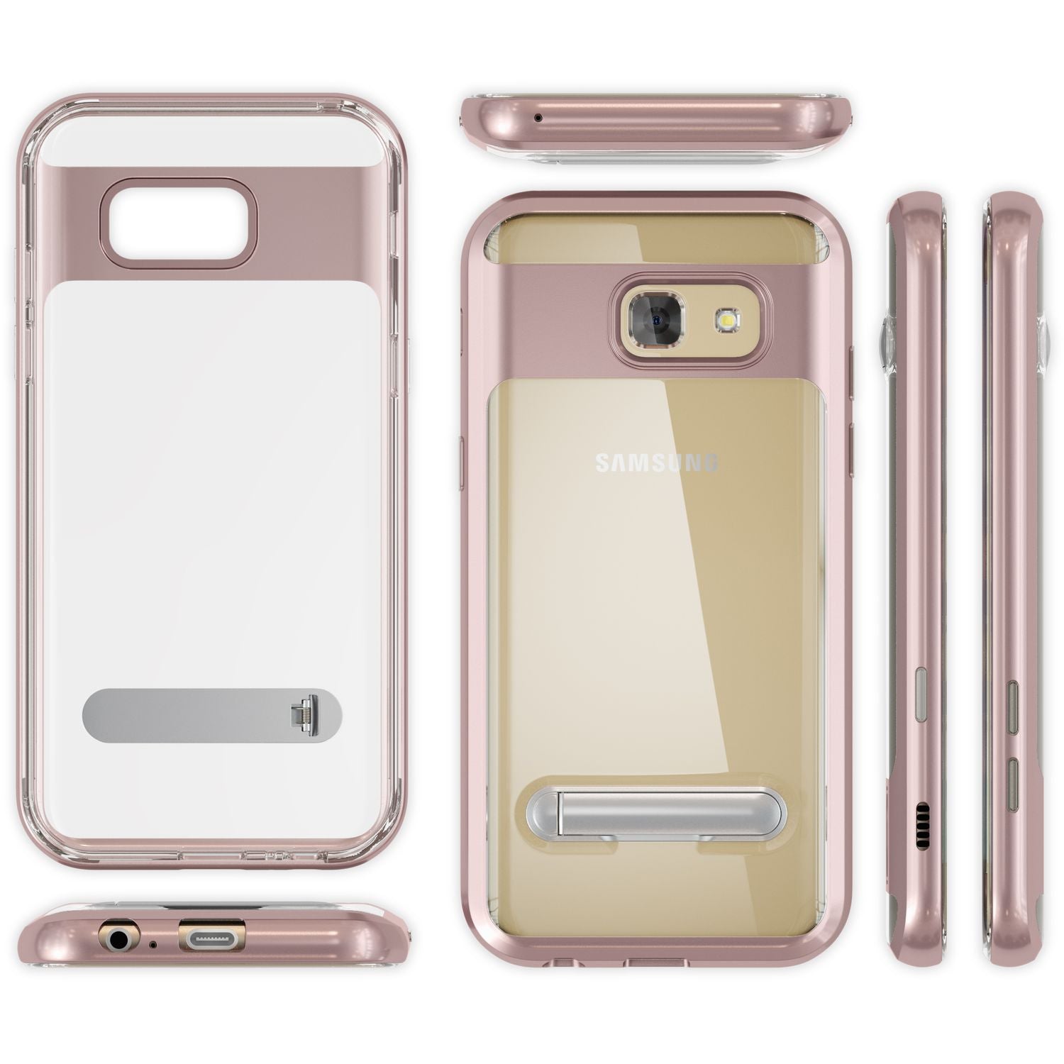 NALIA Ständer Hülle kompatibel mit Samsung Galaxy A5 2017, Silikon Handyhülle Case Transparent Dünn mit Standfunktion, Ultra-Slim Handy-Tasche Schutz-Hülle Back-Cover Etui Bumper