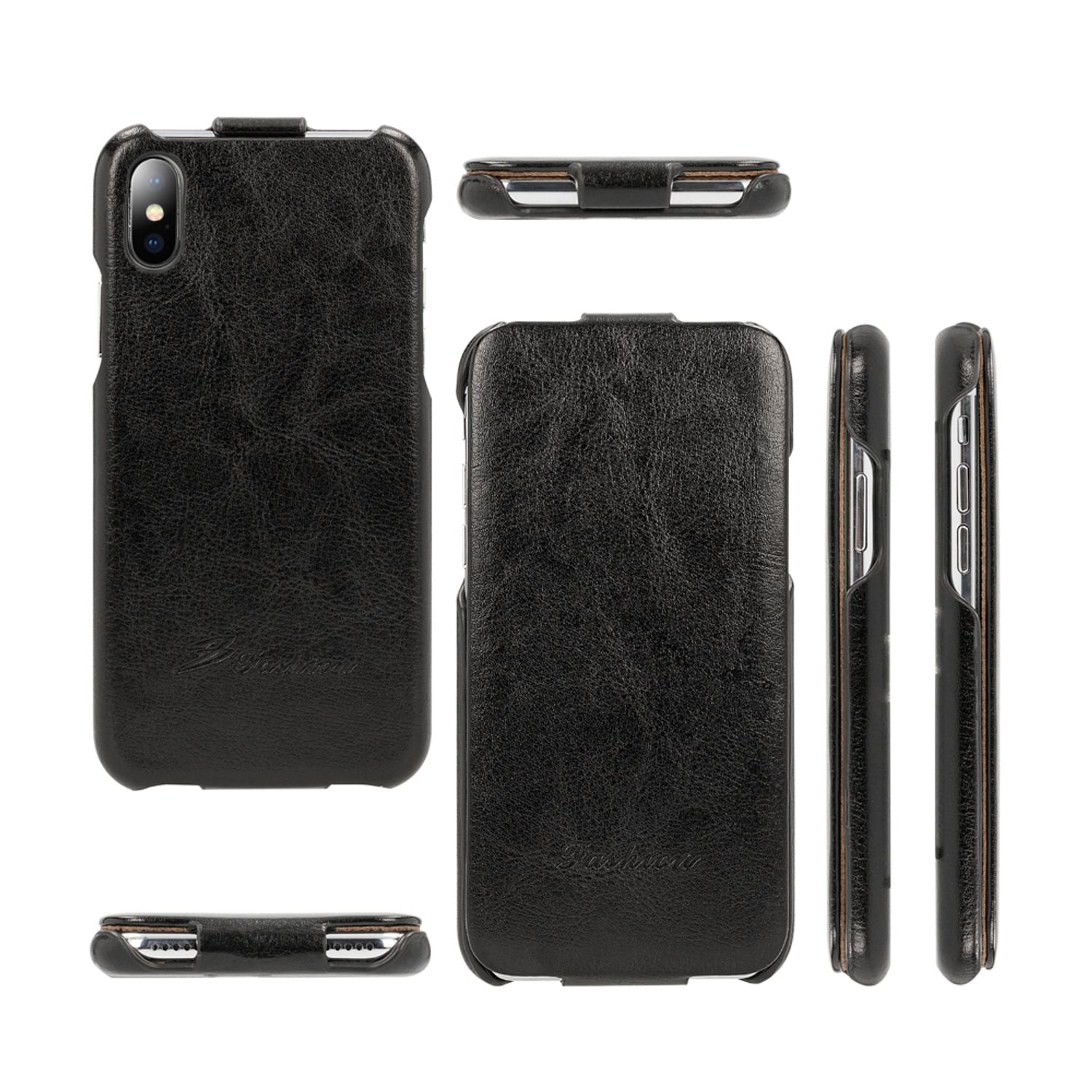 NALIA Klapphülle kompatibel mit iPhone X XS, Slim Hülle Flip-Case Kunst-Leder Vegan Cover, Phone Etui Ganzkörper Schutz, Dünne Vorne Hinten Rundum Handy-Tasche Bumper