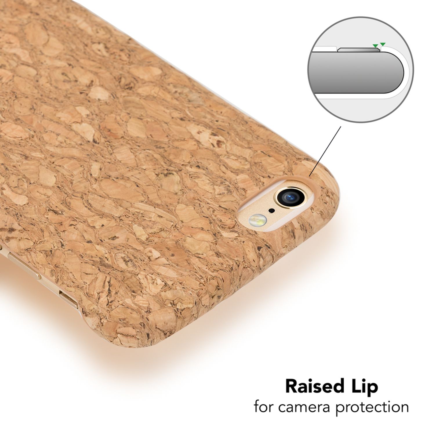 NALIA Kork Hülle kompatibel mit iPhone 6 6S, Natur-Holz Look Handyhülle Handy-Tasche Dünnes Ultra-Slim Hardcase Schutz Etui Backcover Bumper Cover Case Schutzhülle