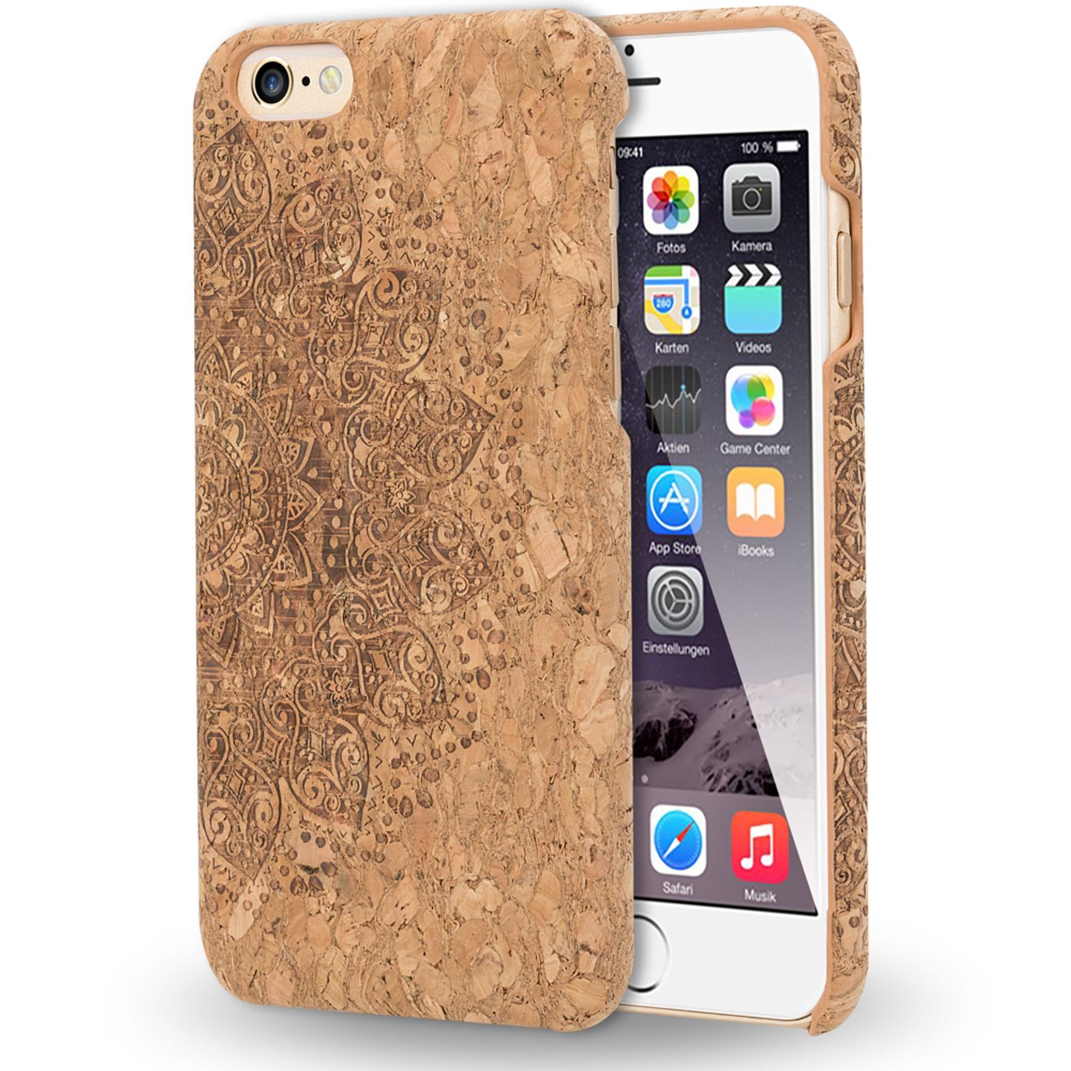 NALIA Kork Hülle kompatibel mit iPhone 6 6S, Natur-Holz Look Handyhülle Handy-Tasche Dünnes Ultra-Slim Hardcase Schutz Etui Backcover Bumper Cover Case Schutzhülle