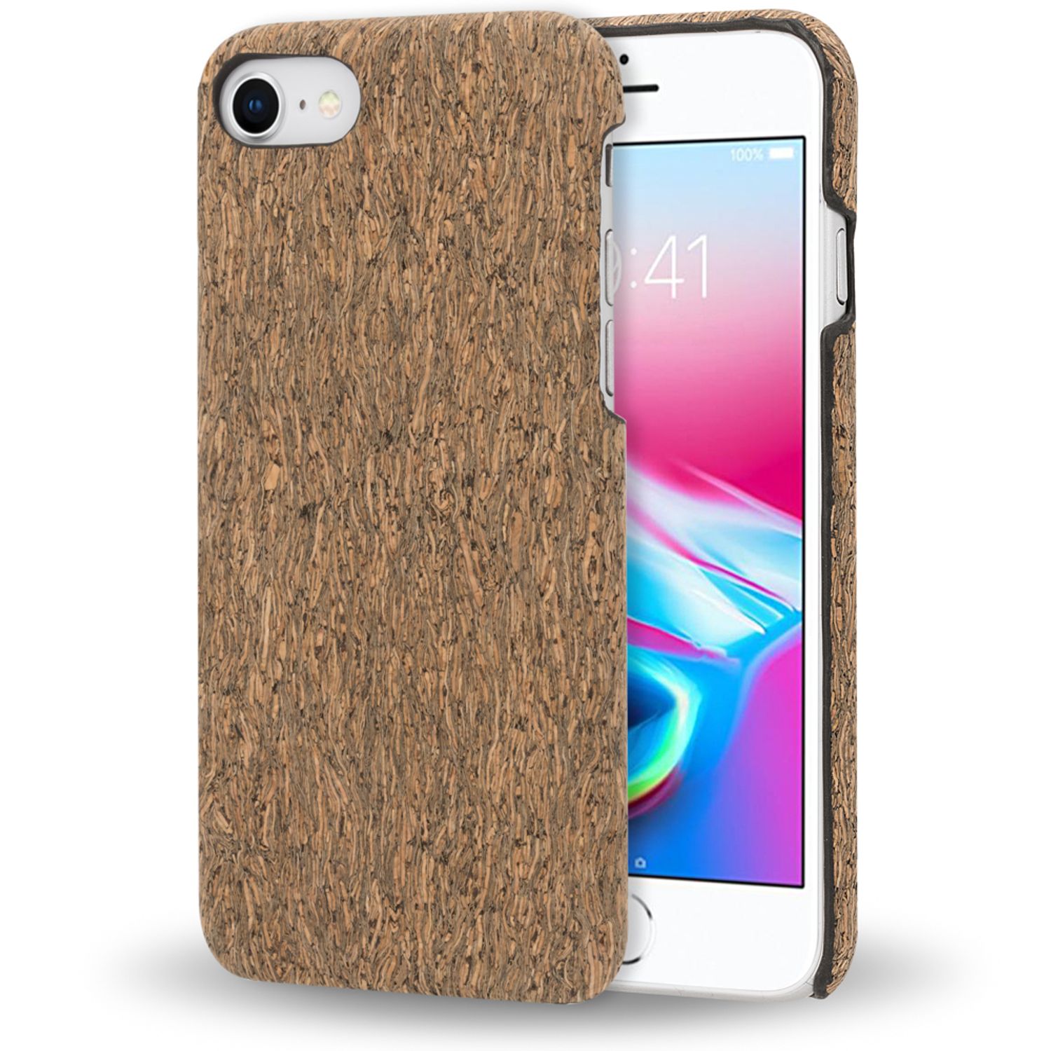 NALIA Kork Hülle kompatibel mit iPhone SE 2022 / SE 2020 / 8 / 7, Natur-Holz Hardcase Cover Muster Schutzhülle Dünn, Holzhülle Handy-Tasche Cork Case Backcover Handyhülle