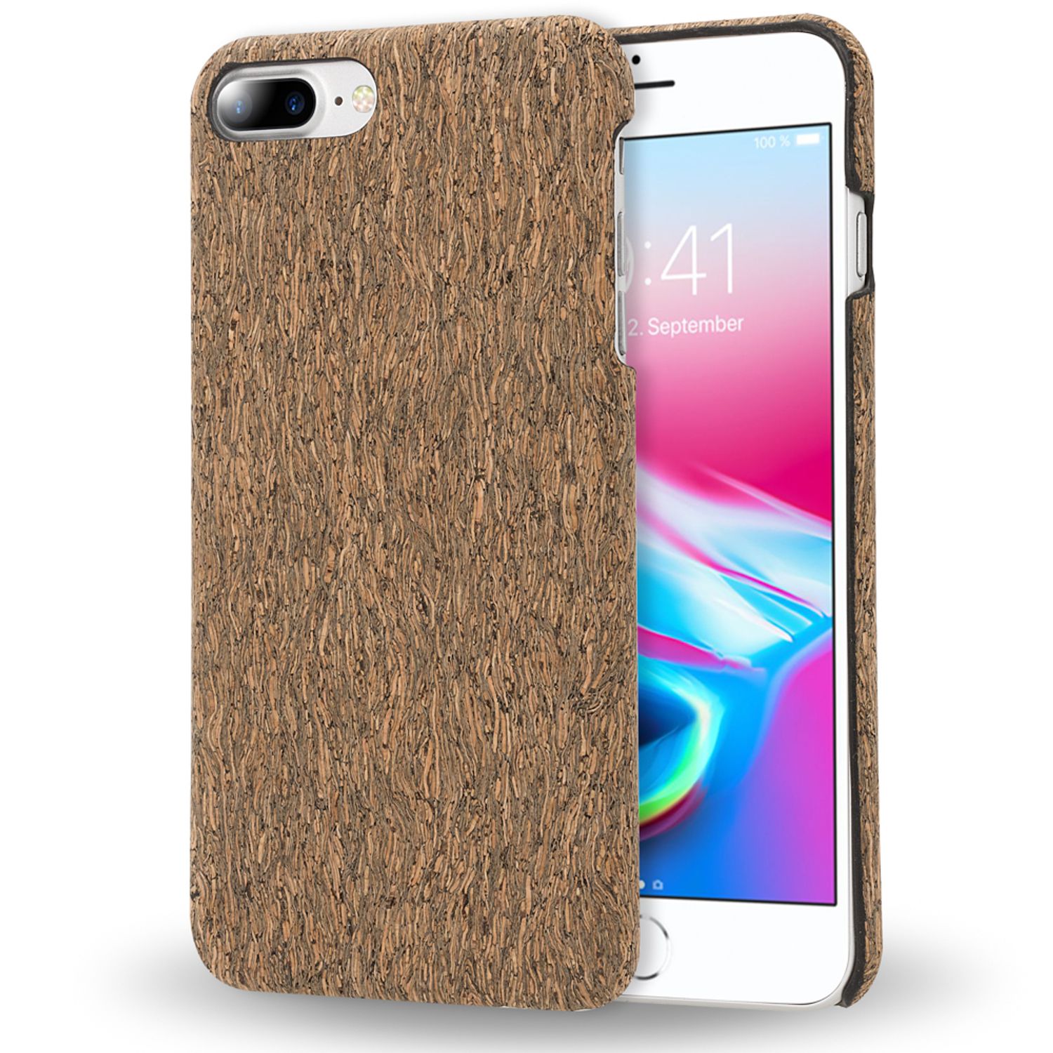 NALIA Kork Hülle kompatibel mit iPhone 8 Plus / 7 Plus, Natur-Holz Look Handyhülle Handy-Tasche Dünnes Ultra-Slim Hardcase Schutz Etui Back-Cover Bumper Case Schutzhülle