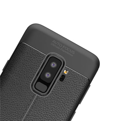 NALIA Leder-Look Handyhülle kompatibel mit Samsung Galaxy S9 Plus, Ultra Slim Silikon Case Cover, Dünne Smart-Phone Schutzhülle Etui Handy-Tasche Back-Cover Bumper, TPU Gummihülle - Schwarz