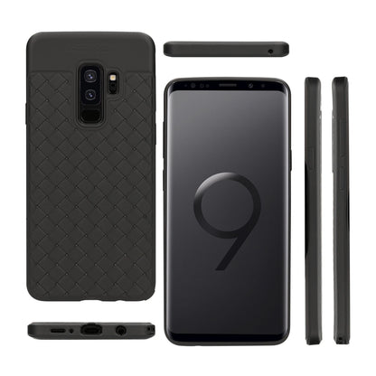 NALIA Handyhülle kompatibel mit Samsung Galaxy S9 Plus, Ultra-Slim gewebtes Muster TPU Silikon Case, Dünnes Cover Gummi Schutzhülle Skin, Etui Handy-Tasche Backcover Bumper - Schwarz