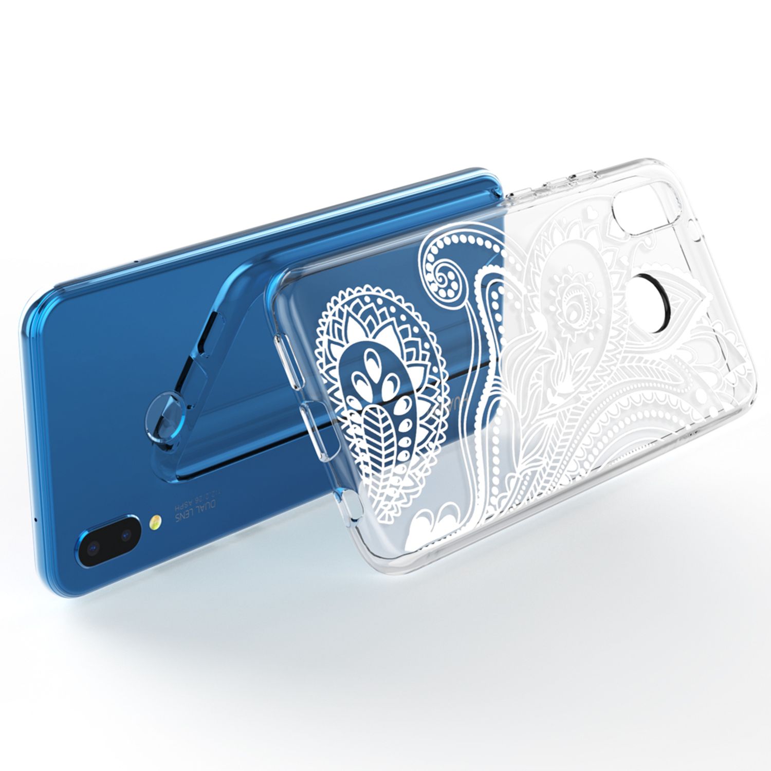 NALIA Handyhülle kompatibel mit Huawei P20 Lite, Slim Silikon Motiv Case Back-Cover Crystal Schutzhülle Dünn Durchsichtig, Etui Handy-Tasche Transparent Bumper