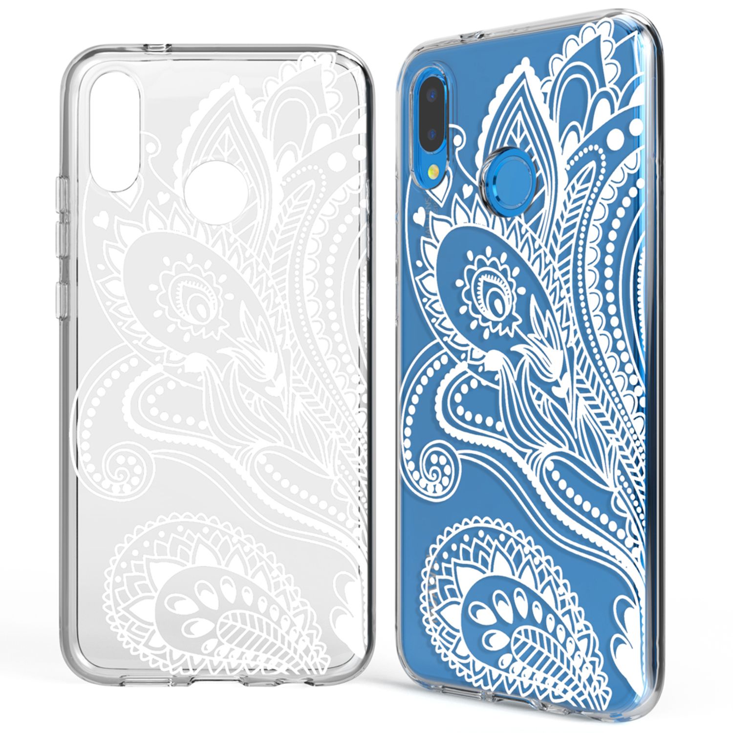 NALIA Handyhülle kompatibel mit Huawei P20 Lite, Slim Silikon Motiv Case Back-Cover Crystal Schutzhülle Dünn Durchsichtig, Etui Handy-Tasche Transparent Bumper