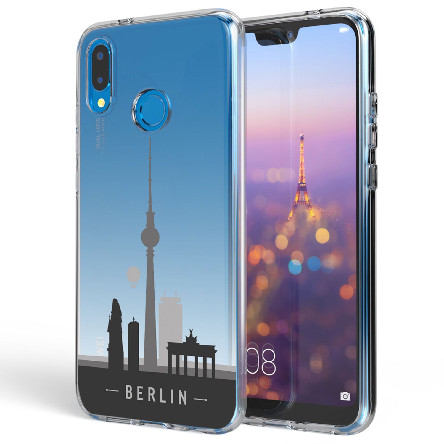 NALIA Handyhülle kompatibel mit Huawei P20 Lite, Slim Silikon Motiv Case Back-Cover Crystal Schutzhülle Dünn Durchsichtig, Etui Handy-Tasche Transparent Bumper