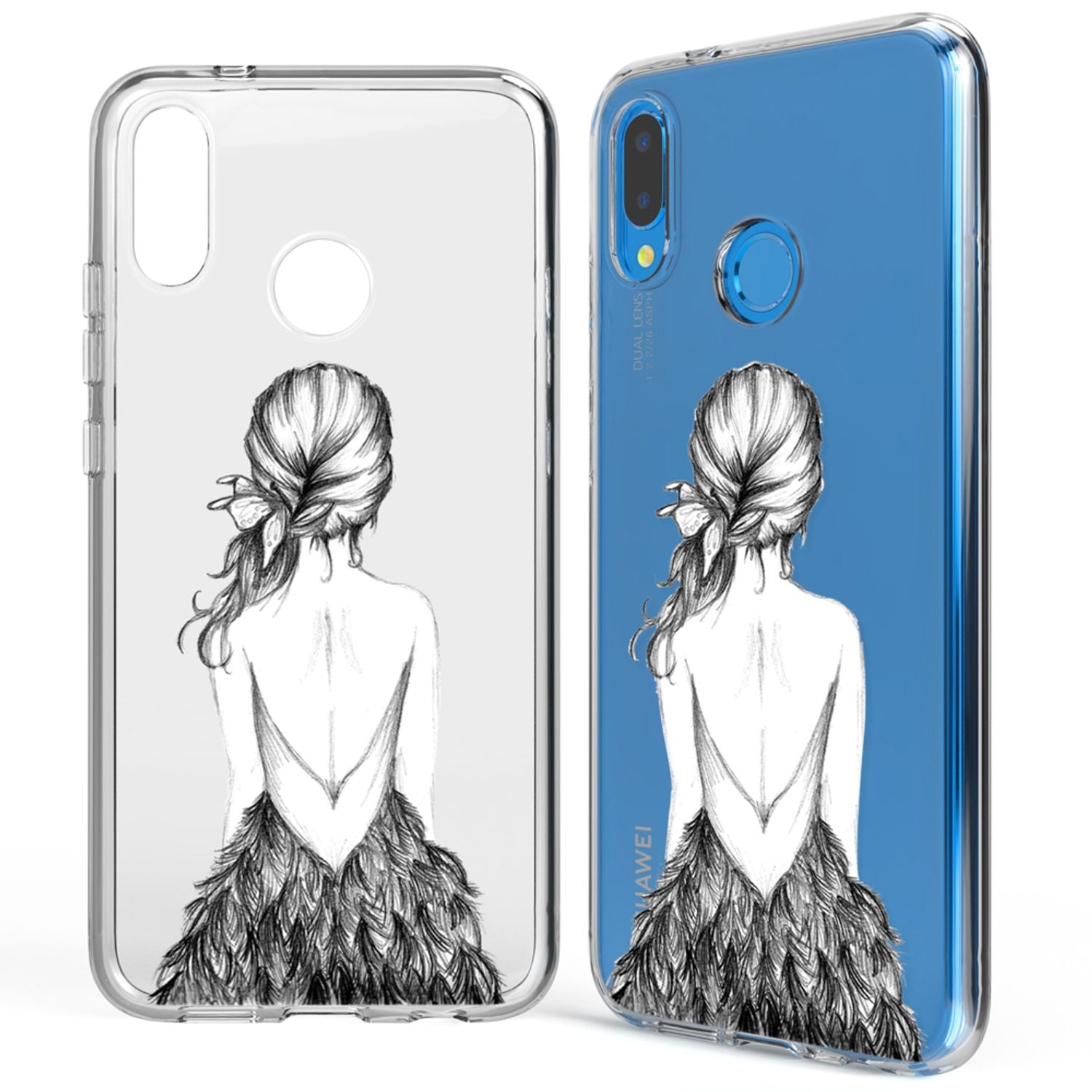 NALIA Handyhülle kompatibel mit Huawei P20 Lite, Slim Silikon Motiv Case Back-Cover Crystal Schutzhülle Dünn Durchsichtig, Etui Handy-Tasche Transparent Bumper