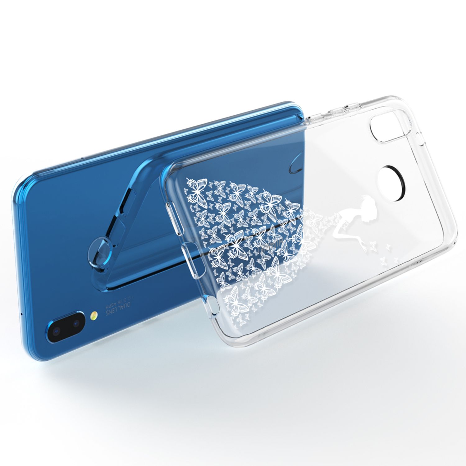 NALIA Handyhülle kompatibel mit Huawei P20 Lite, Slim Silikon Motiv Case Back-Cover Crystal Schutzhülle Dünn Durchsichtig, Etui Handy-Tasche Transparent Bumper