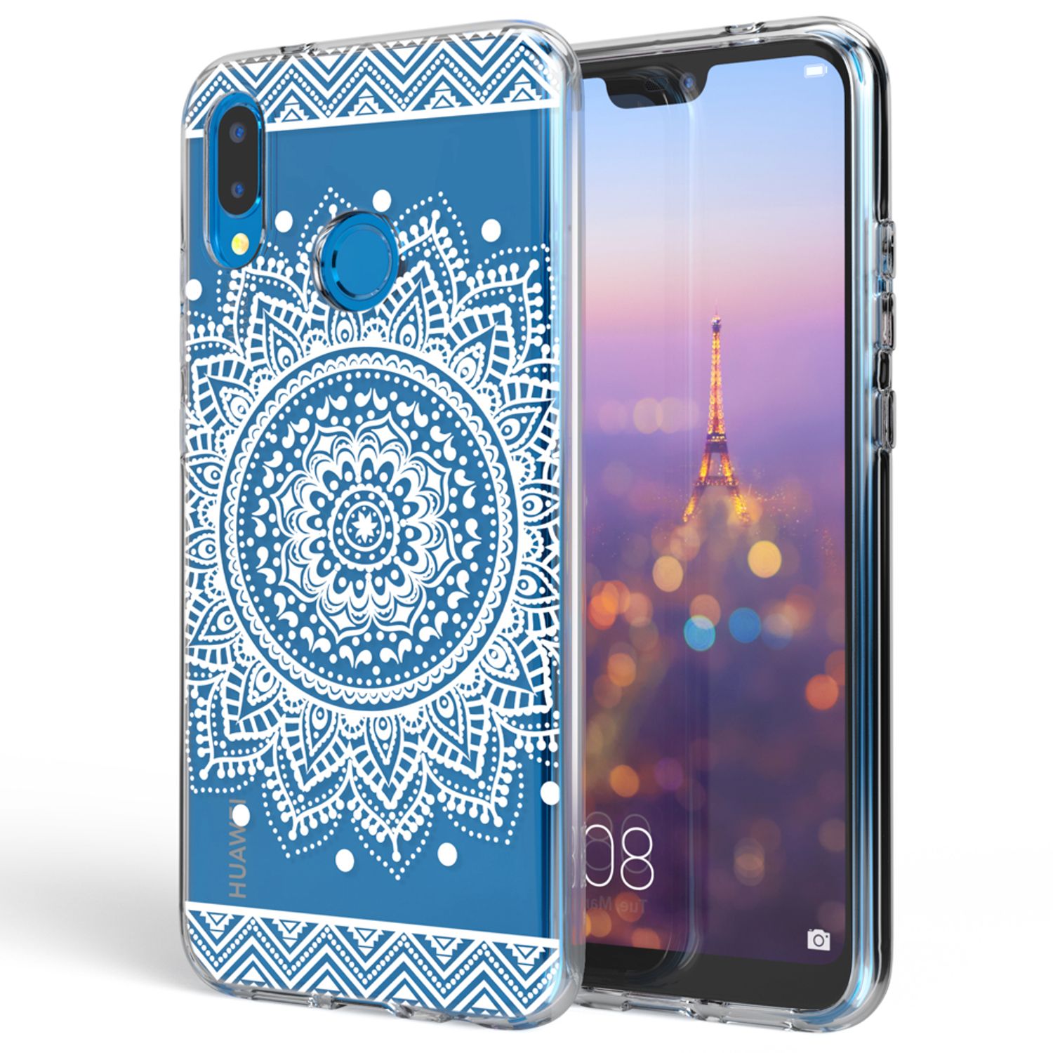 NALIA Handyhülle kompatibel mit Huawei P20 Lite, Slim Silikon Motiv Case Back-Cover Crystal Schutzhülle Dünn Durchsichtig, Etui Handy-Tasche Transparent Bumper