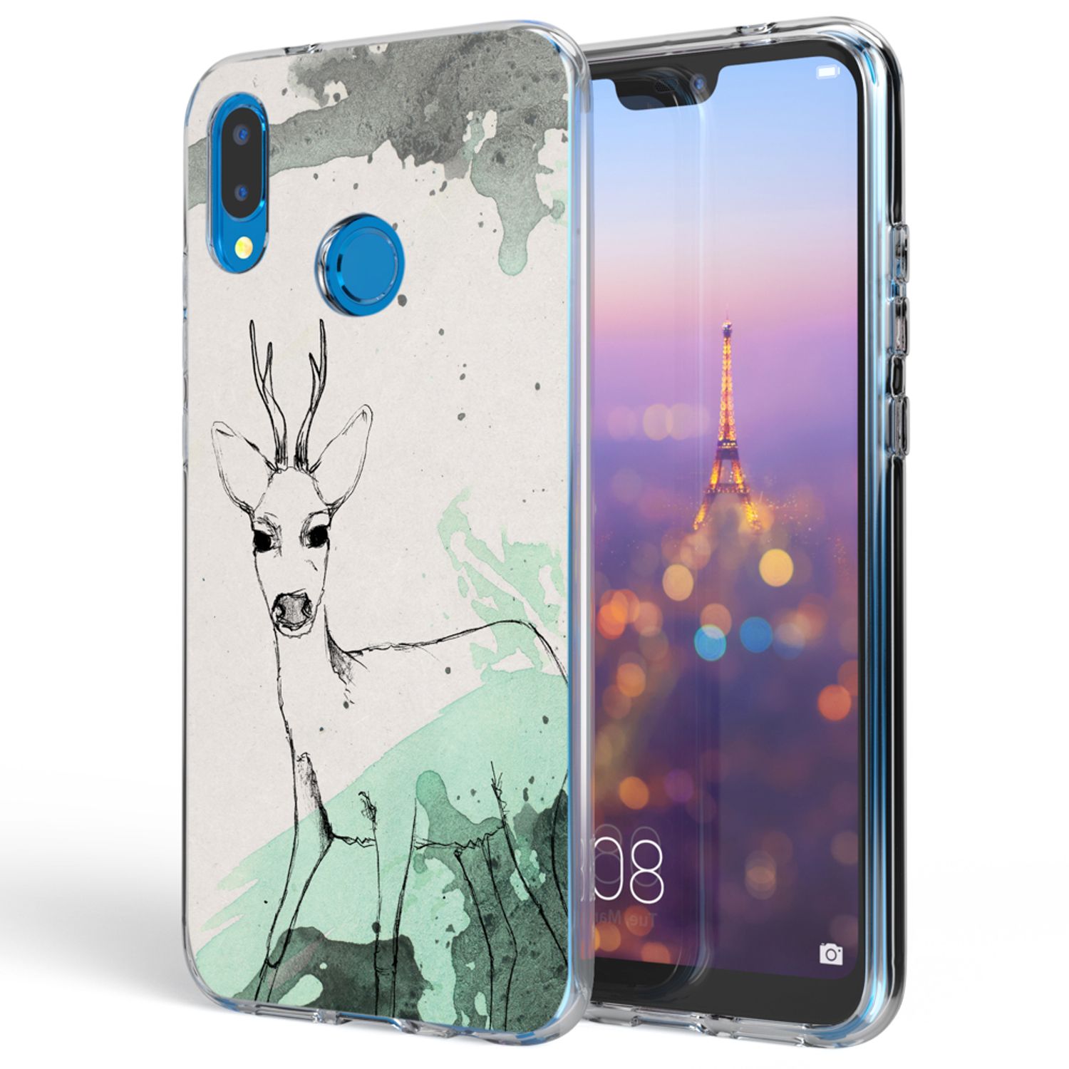 NALIA Handyhülle kompatibel mit Huawei P20 Lite, Slim Silikon Motiv Case Back-Cover Crystal Schutzhülle Dünn Durchsichtig, Etui Handy-Tasche Transparent Bumper