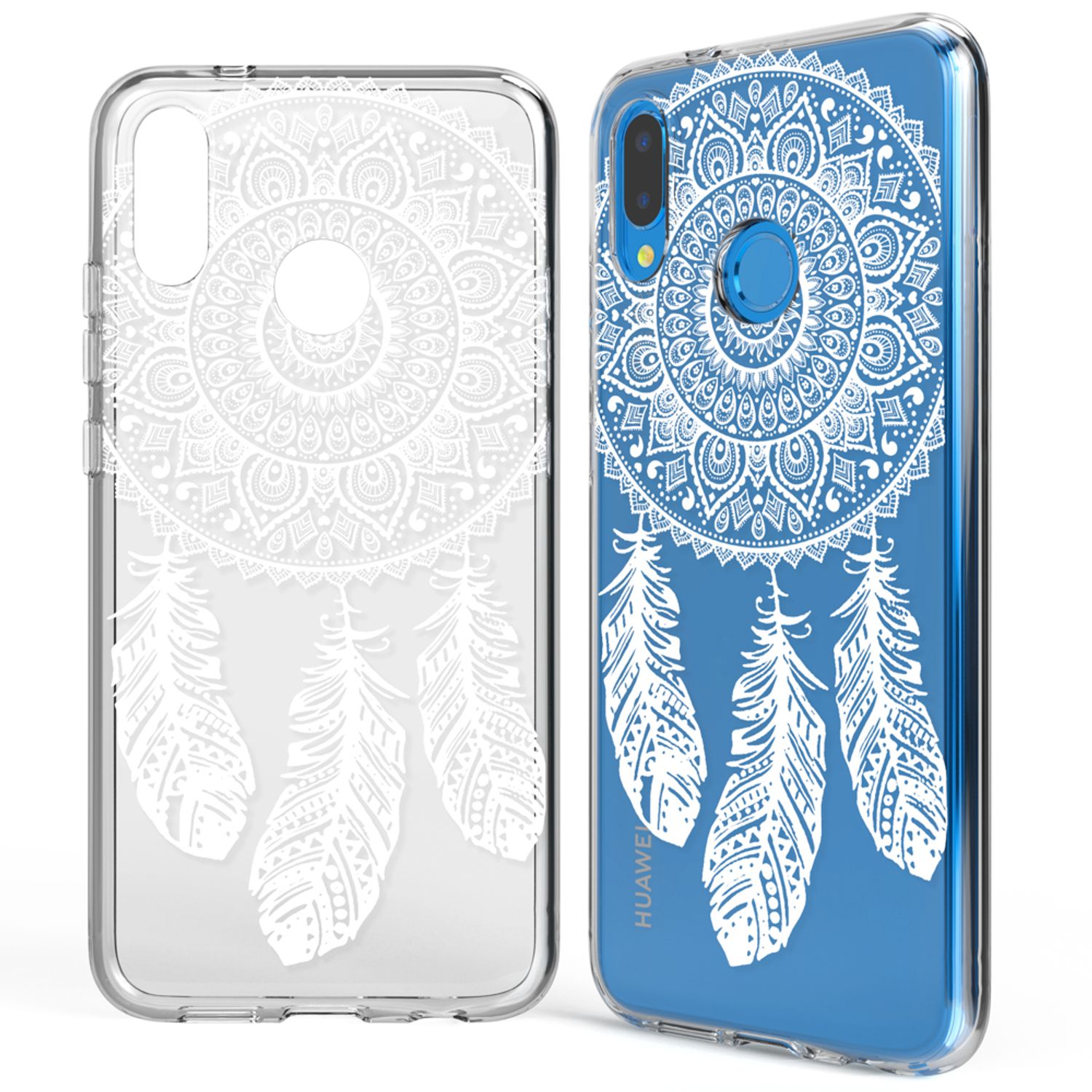 NALIA Handyhülle kompatibel mit Huawei P20 Lite, Slim Silikon Motiv Case Back-Cover Crystal Schutzhülle Dünn Durchsichtig, Etui Handy-Tasche Transparent Bumper