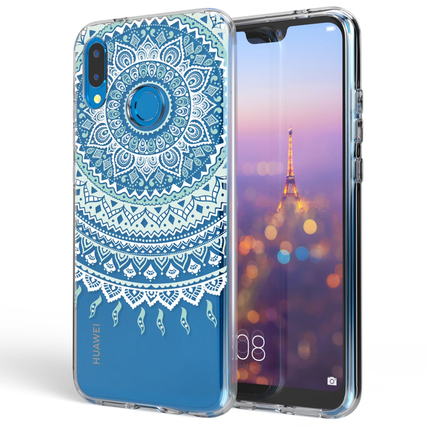 NALIA Handyhülle kompatibel mit Huawei P20 Lite, Slim Silikon Motiv Case Back-Cover Crystal Schutzhülle Dünn Durchsichtig, Etui Handy-Tasche Transparent Bumper