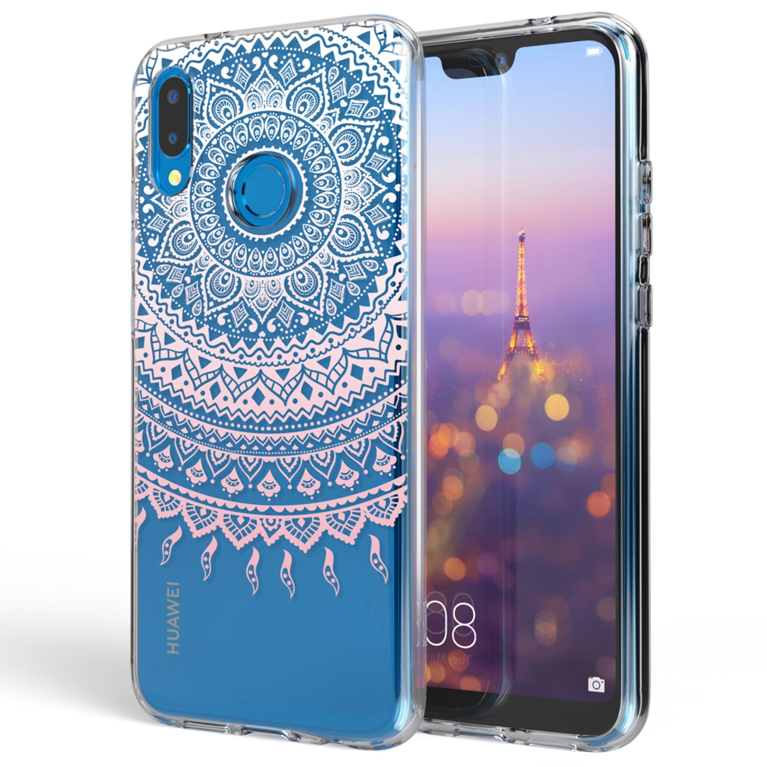 NALIA Handyhülle kompatibel mit Huawei P20 Lite, Slim Silikon Motiv Case Back-Cover Crystal Schutzhülle Dünn Durchsichtig, Etui Handy-Tasche Transparent Bumper