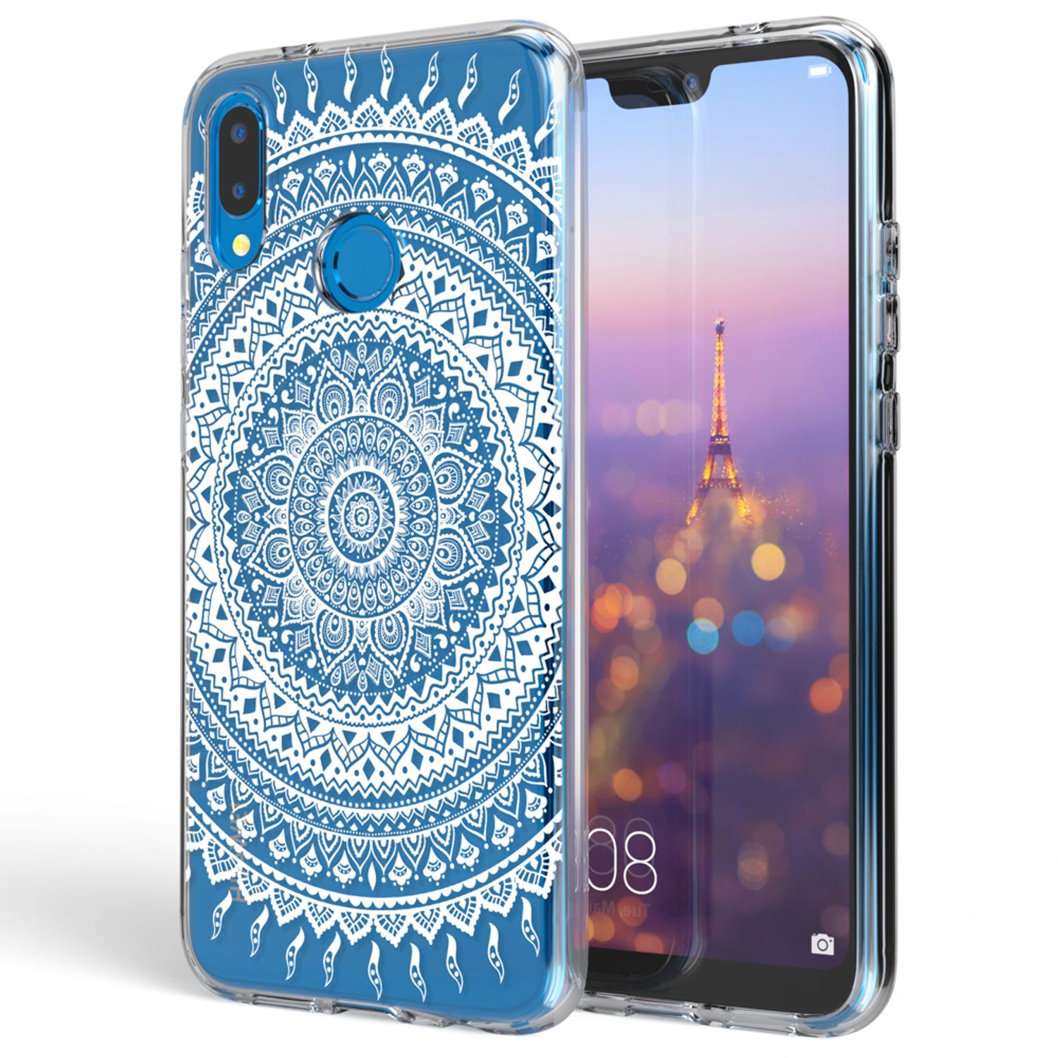 NALIA Handyhülle kompatibel mit Huawei P20 Lite, Slim Silikon Motiv Case Back-Cover Crystal Schutzhülle Dünn Durchsichtig, Etui Handy-Tasche Transparent Bumper