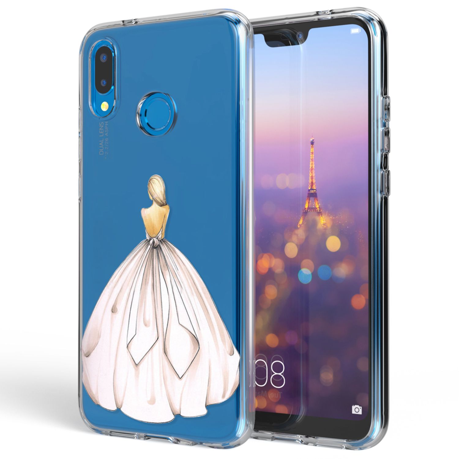 NALIA Handyhülle kompatibel mit Huawei P20 Lite, Slim Silikon Motiv Case Back-Cover Crystal Schutzhülle Dünn Durchsichtig, Etui Handy-Tasche Transparent Bumper