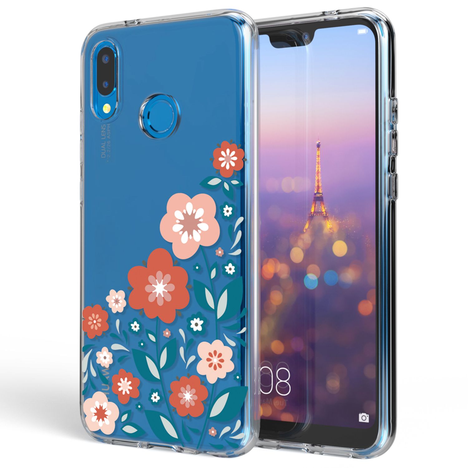 NALIA Handyhülle kompatibel mit Huawei P20 Lite, Slim Silikon Motiv Case Back-Cover Crystal Schutzhülle Dünn Durchsichtig, Etui Handy-Tasche Transparent Bumper