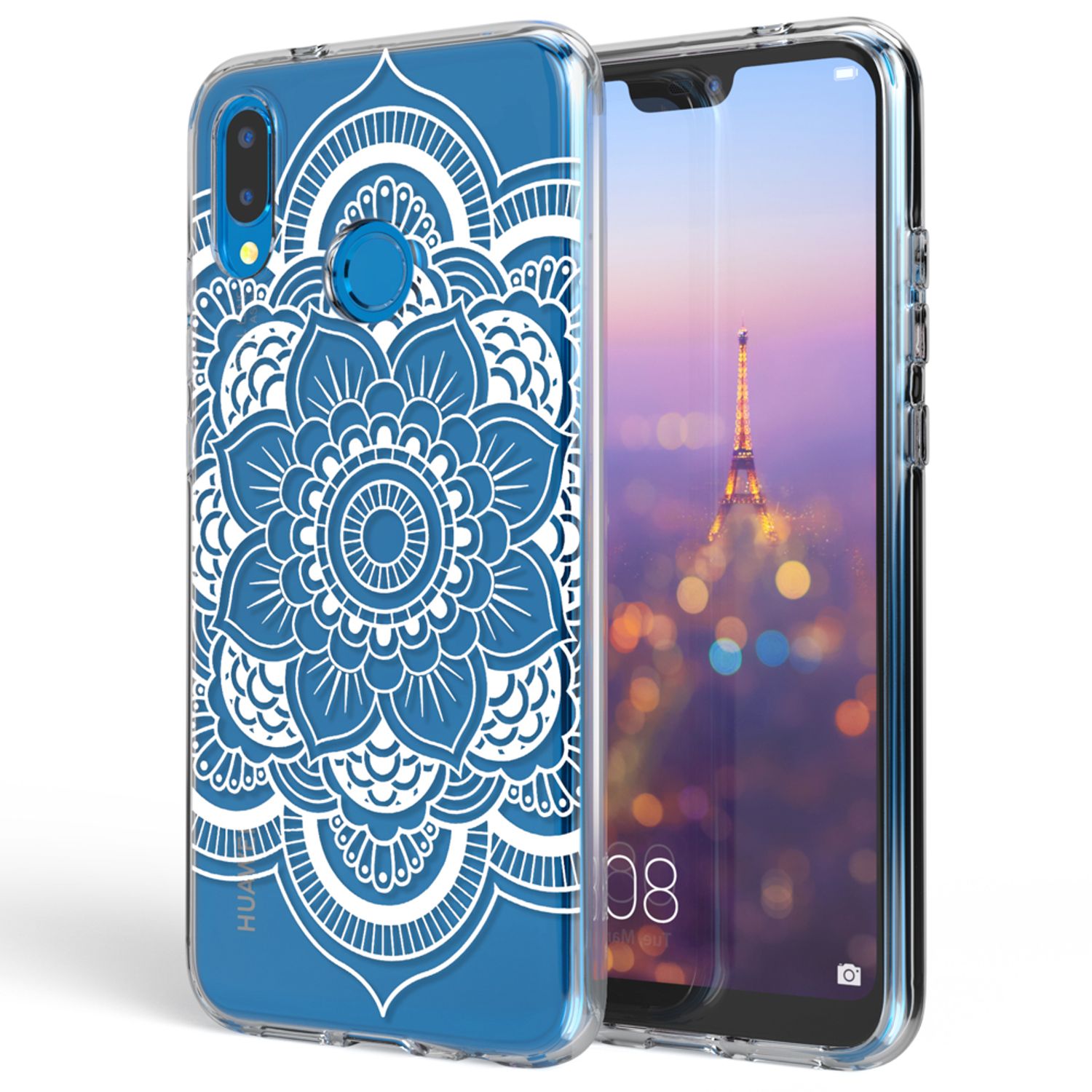 NALIA Handyhülle kompatibel mit Huawei P20 Lite, Slim Silikon Motiv Case Back-Cover Crystal Schutzhülle Dünn Durchsichtig, Etui Handy-Tasche Transparent Bumper