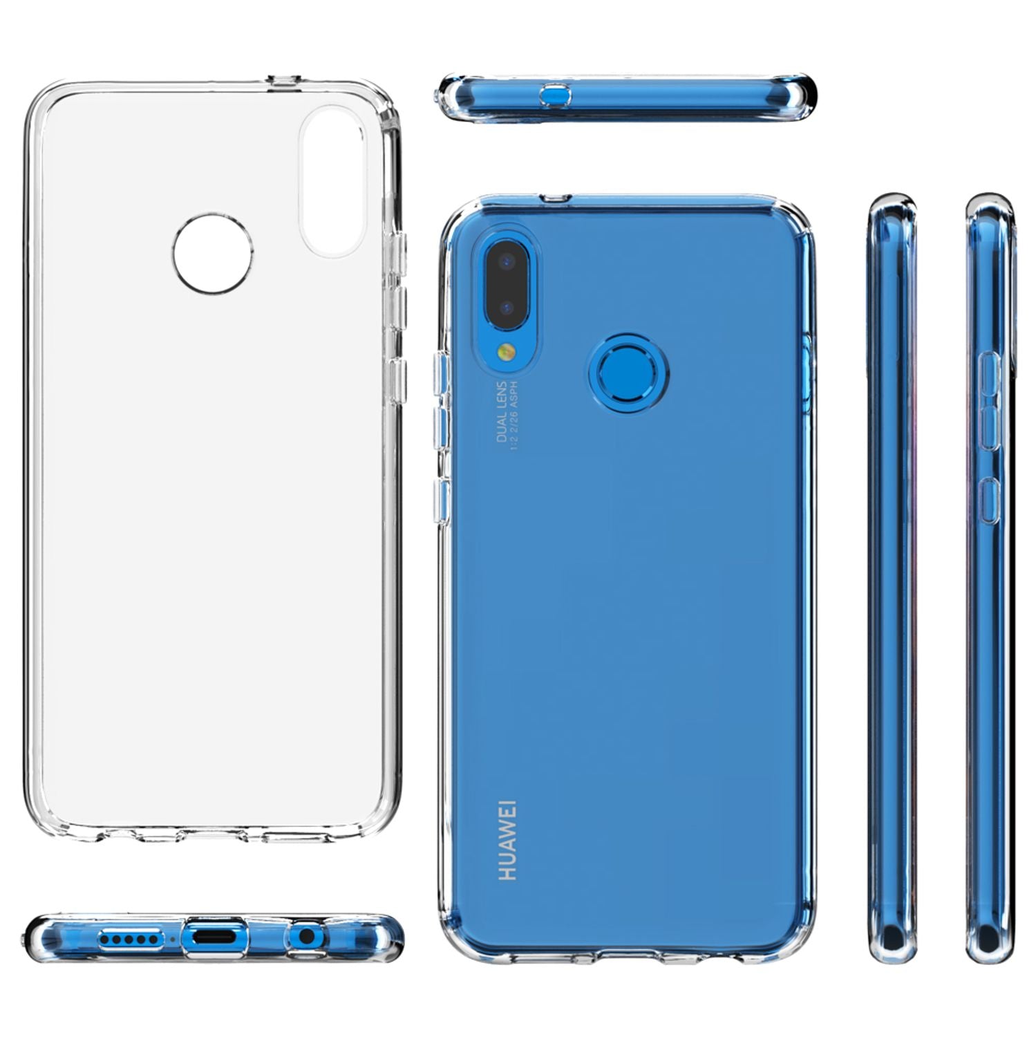 NALIA Handyhülle kompatibel mit Huawei P20 Lite, Slim Silikon Motiv Case Back-Cover Crystal Schutzhülle Dünn Durchsichtig, Etui Handy-Tasche Transparent Bumper