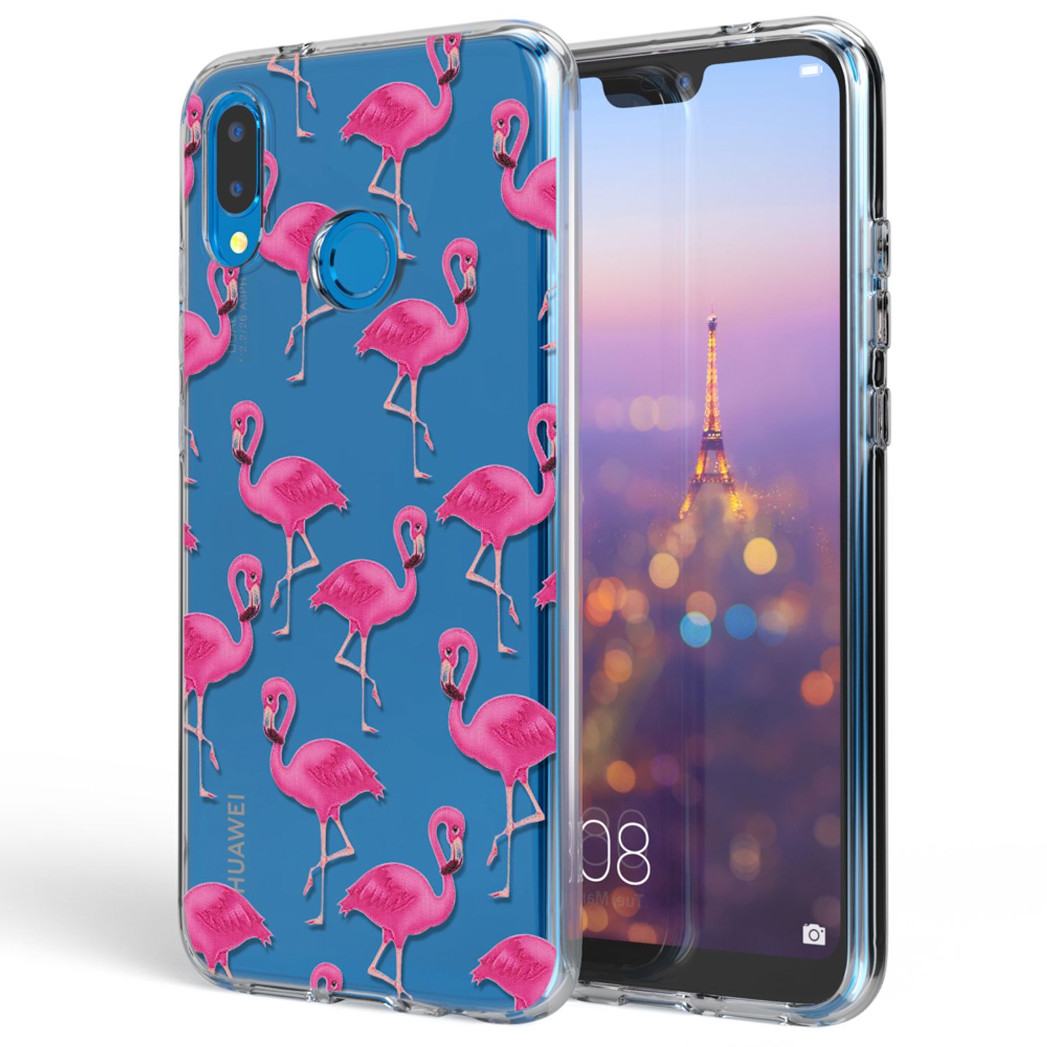 NALIA Handyhülle kompatibel mit Huawei P20 Lite, Slim Silikon Motiv Case Back-Cover Crystal Schutzhülle Dünn Durchsichtig, Etui Handy-Tasche Transparent Bumper