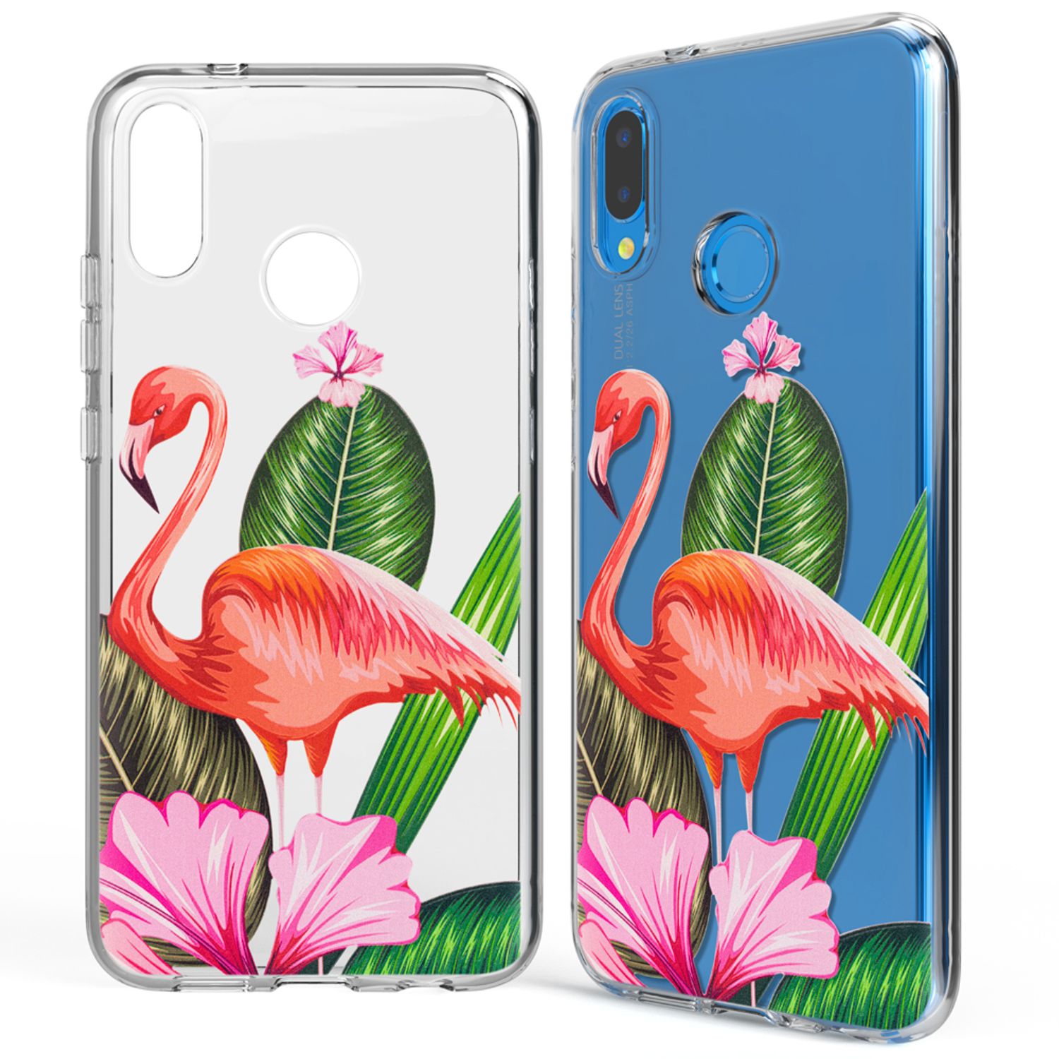 NALIA Handyhülle kompatibel mit Huawei P20 Lite, Slim Silikon Motiv Case Back-Cover Crystal Schutzhülle Dünn Durchsichtig, Etui Handy-Tasche Transparent Bumper