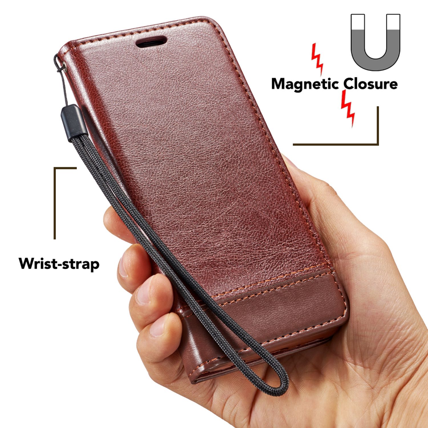 NALIA Handyhülle kompatibel mit Samsung Galaxy S9 Plus, Slim Kickstand Handyhülle Flip-Case Kunst-Leder Cover mit Magnet, Etui Ganzkörper Schutz Dünne Rundum Handy-Tasche Bumper