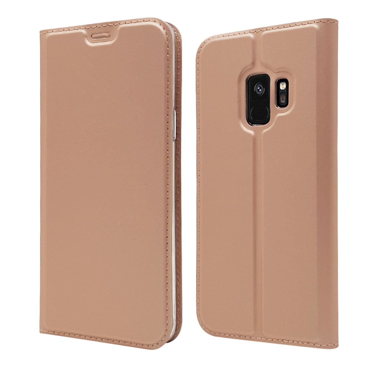 NALIA Handyhülle kompatibel mit Samsung Galaxy S9, Slim Kickstand Handyhülle Flip-Case Kunstleder Cover mit Magnet Etui Ganzkörper Schutz Dünne Rundum Handy-Tasche Etui