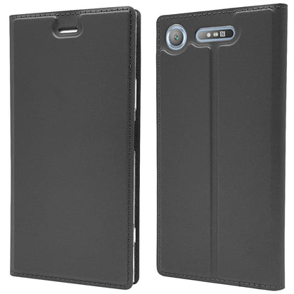 NALIA Klapphülle kompatibel mit Sony Xperia XZ1, Slim Kickstand Handyhülle Flip-Case Kunstleder Book-Cover Magnet Etui Ganzkörper Schutz Dünne Back Rundum Handy-Tasche Etui