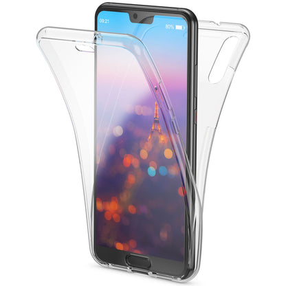 NALIA 360 Grad Handyhülle kompatibel mit Huawei P20, Full-Cover vorne hinten Hülle Doppel-Schutz, Dünn Ganzkörper Case Silikon Etui Handytasche Transparent Displayschutz Rückseite