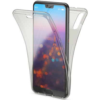 NALIA 360 Grad Handyhülle kompatibel mit Huawei P20, Full-Cover vorne hinten Hülle Doppel-Schutz, Dünn Ganzkörper Case Silikon Etui Handytasche Transparent Displayschutz Rückseite