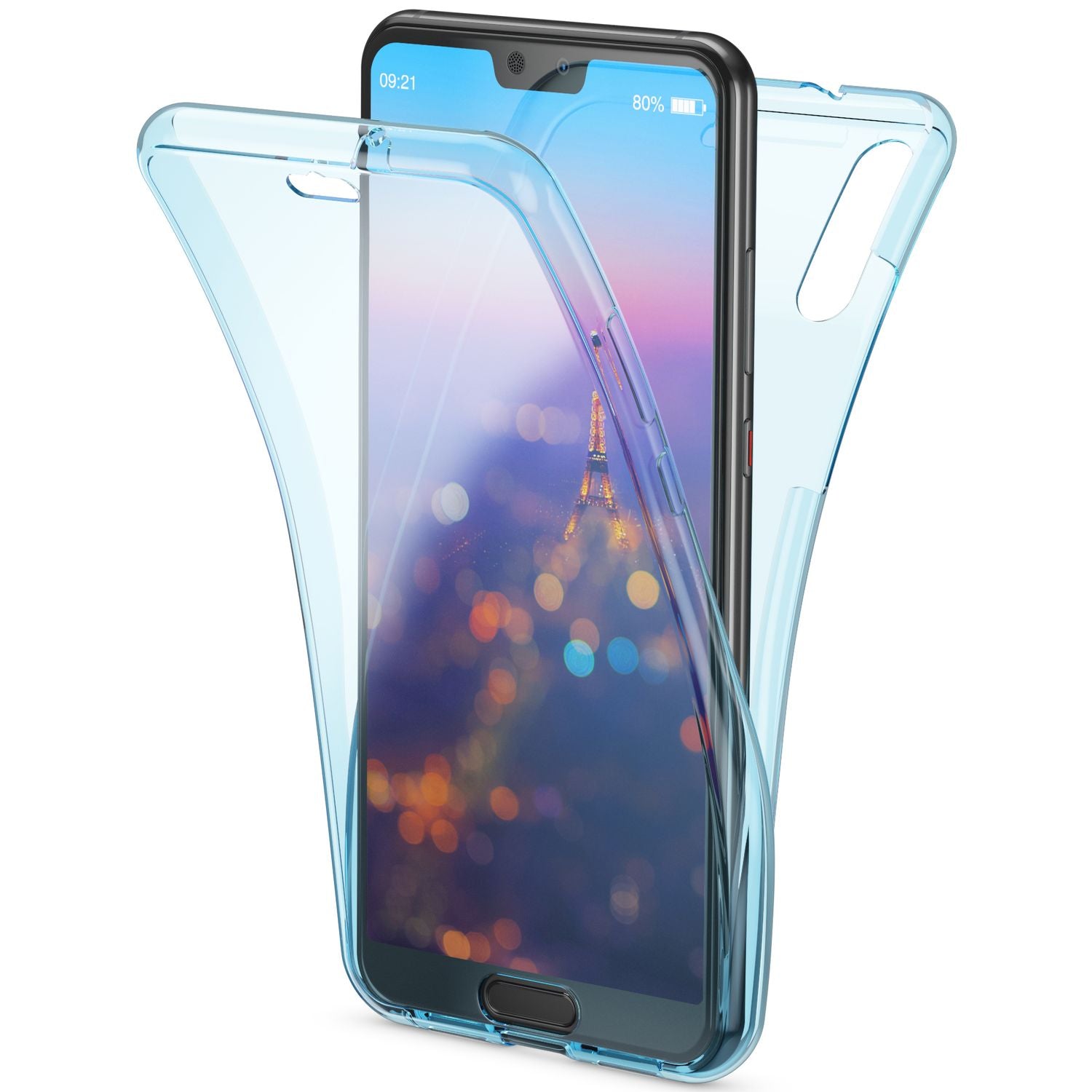 NALIA 360 Grad Handyhülle kompatibel mit Huawei P20, Full-Cover vorne hinten Hülle Doppel-Schutz, Dünn Ganzkörper Case Silikon Etui Handytasche Transparent Displayschutz Rückseite