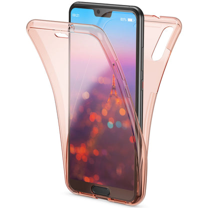 NALIA 360 Grad Handyhülle kompatibel mit Huawei P20, Full-Cover vorne hinten Hülle Doppel-Schutz, Dünn Ganzkörper Case Silikon Etui Handytasche Transparent Displayschutz Rückseite