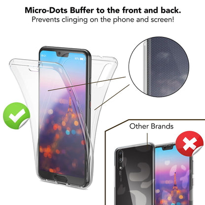 NALIA 360 Grad Handyhülle kompatibel mit Huawei P20, Full-Cover vorne hinten Hülle Doppel-Schutz, Dünn Ganzkörper Case Silikon Etui Handytasche Transparent Displayschutz Rückseite