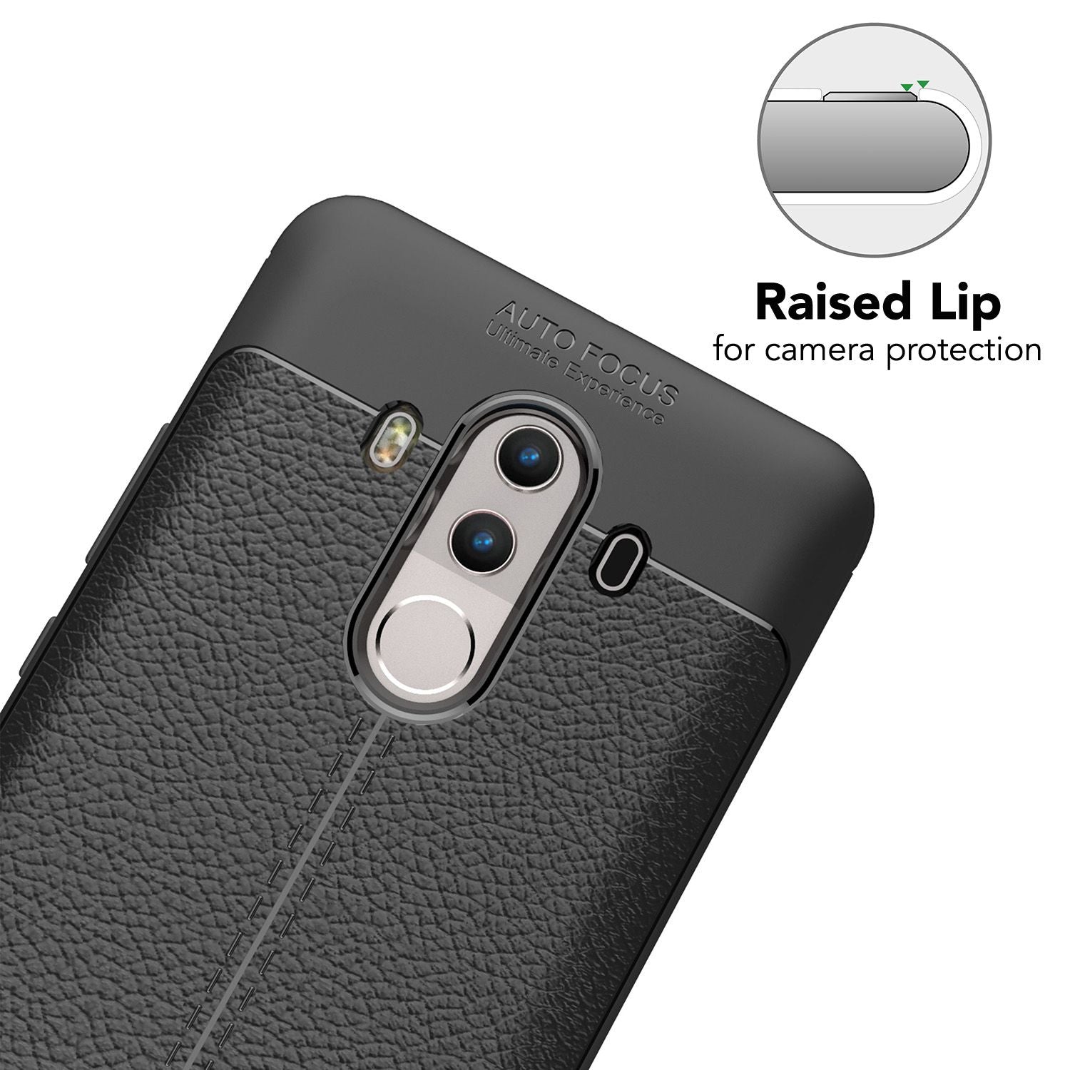 NALIA Leder-Look Hülle kompatibel mit Huawei Mate 10 Pro, Ultra-Slim Silikon Handyhülle Case Cover, Dünne Smartphone Schutzhülle, Etui Handy-Tasche Backcover Bumper, TPU Gummihülle - Schwarz