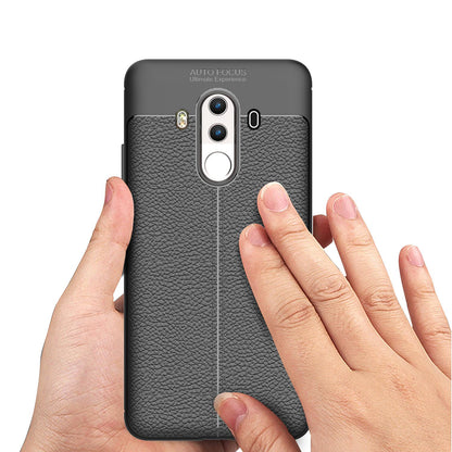 NALIA Leder-Look Hülle kompatibel mit Huawei Mate 10 Pro, Ultra-Slim Silikon Handyhülle Case Cover, Dünne Smartphone Schutzhülle, Etui Handy-Tasche Backcover Bumper, TPU Gummihülle - Schwarz